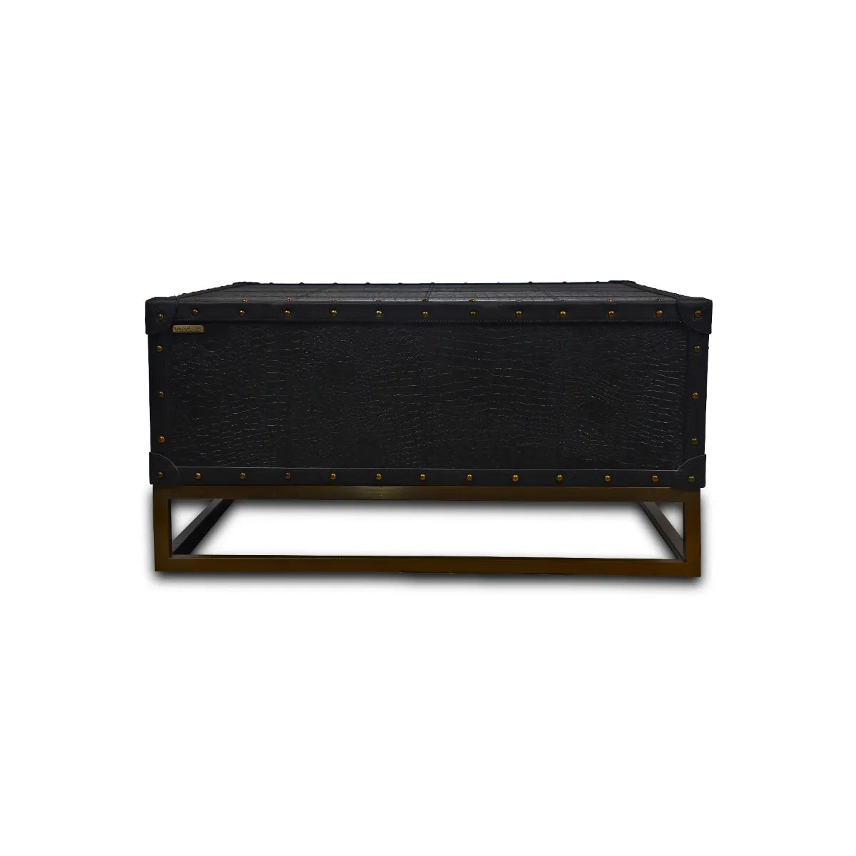 Genuine Leather Square Centre Table With Open Shelf In Black Colour