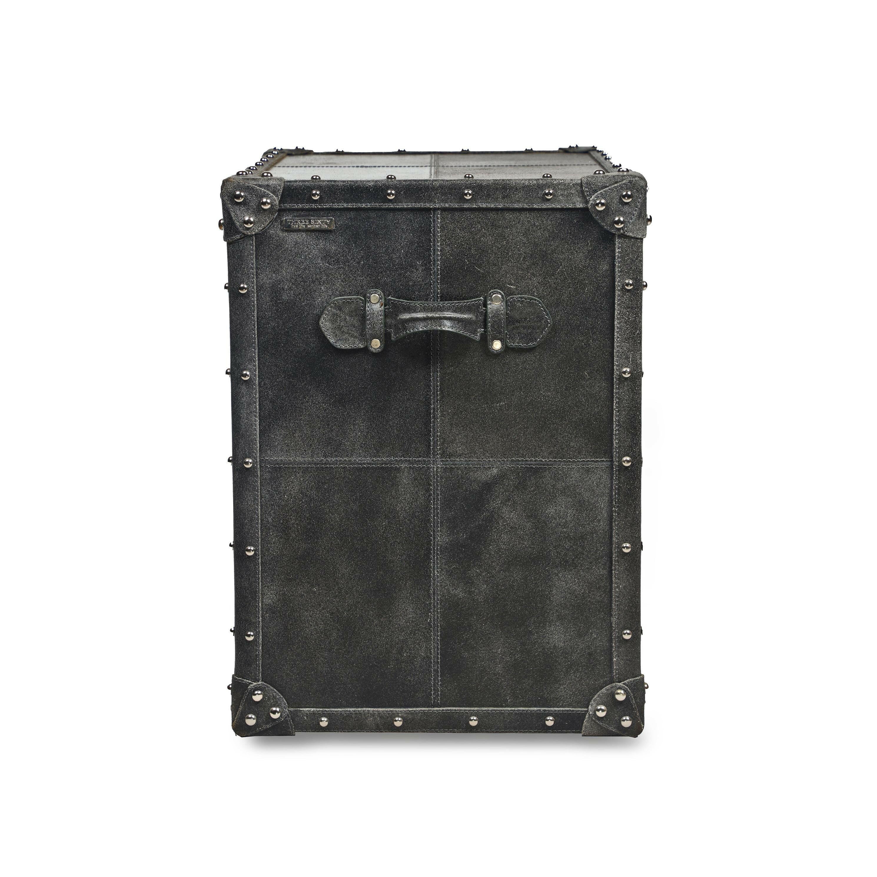 Genuine Leather Side Table In Grey Colour