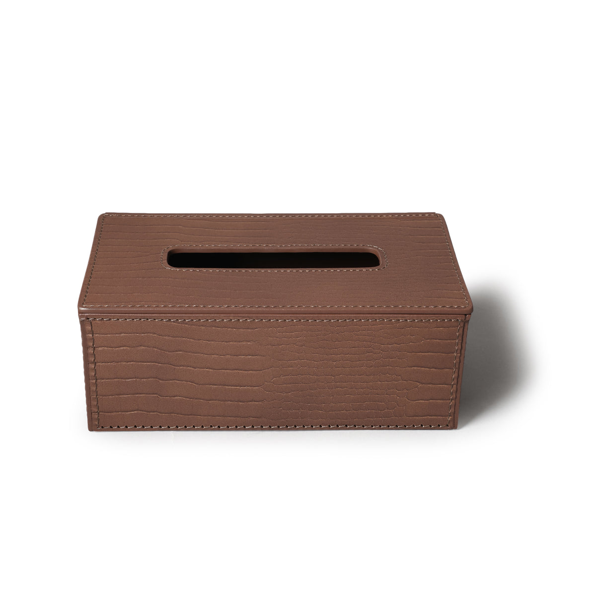 Sterling Croco Tissue Box Holder Antique Brown