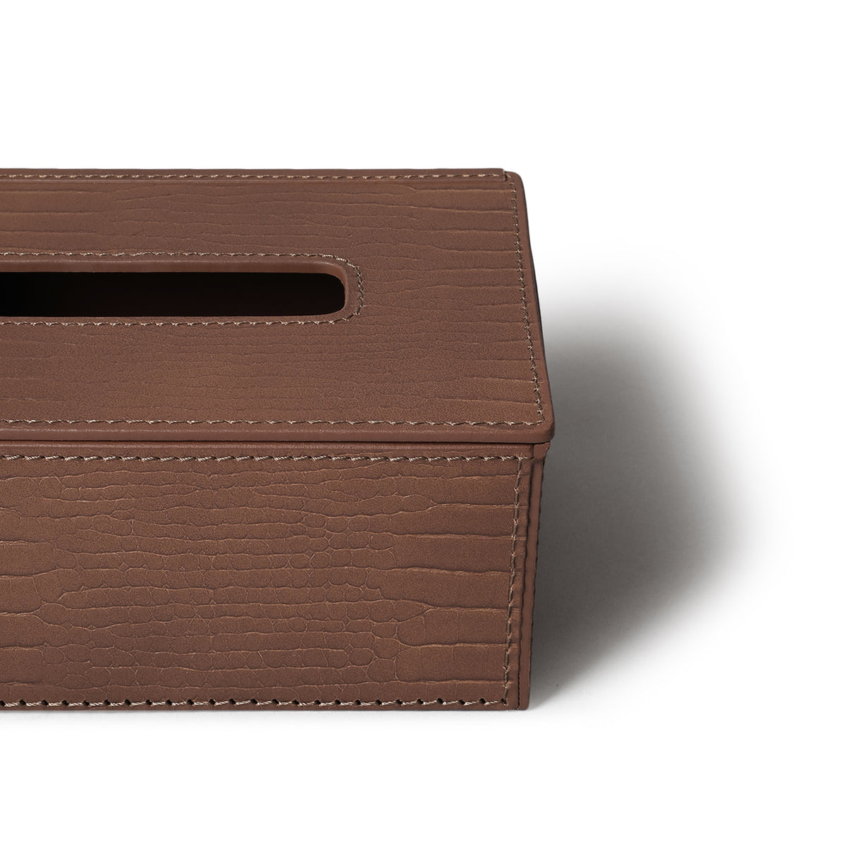 Sterling Croco Tissue Box Holder Antique Brown