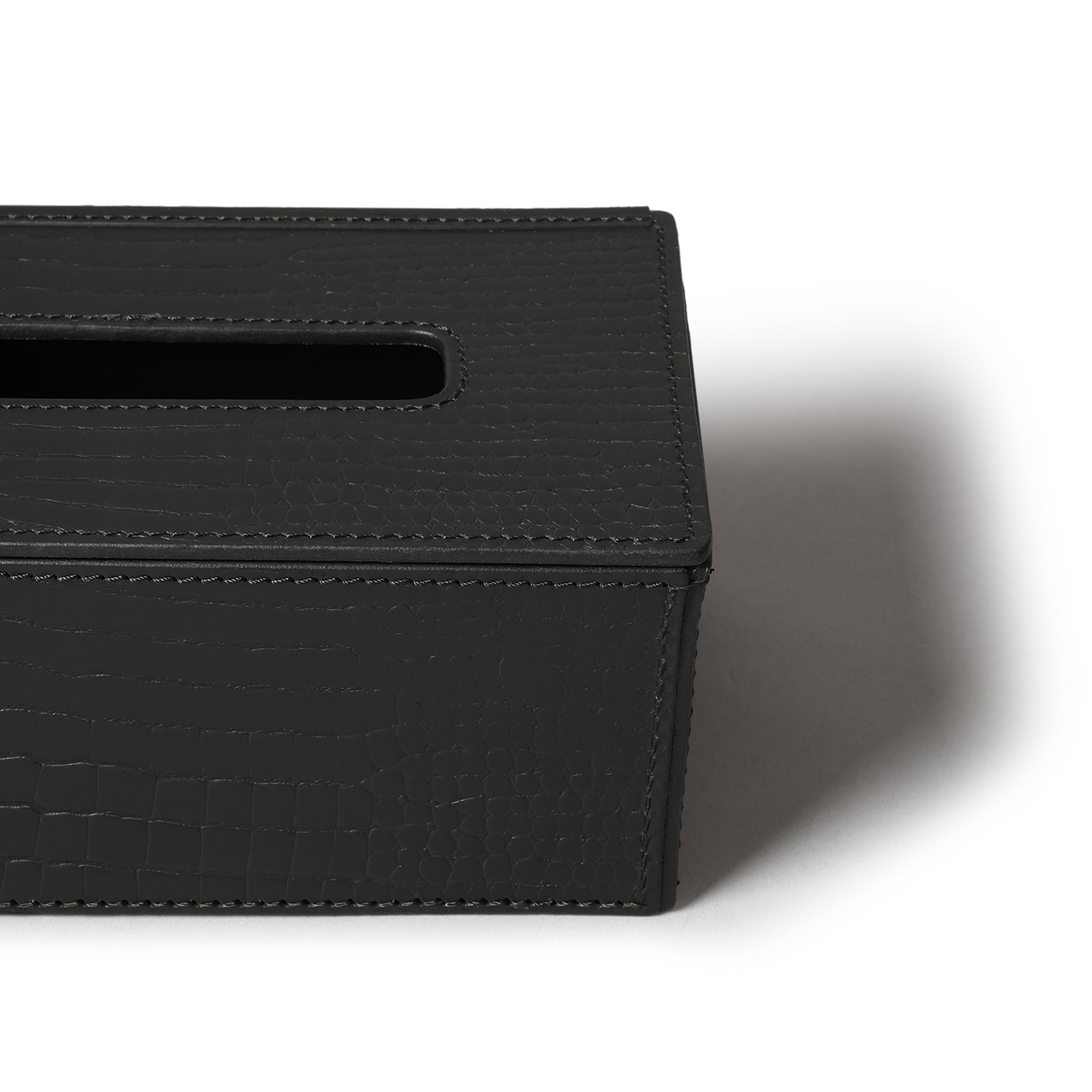Sterling Croco Tissue Box Holder Black