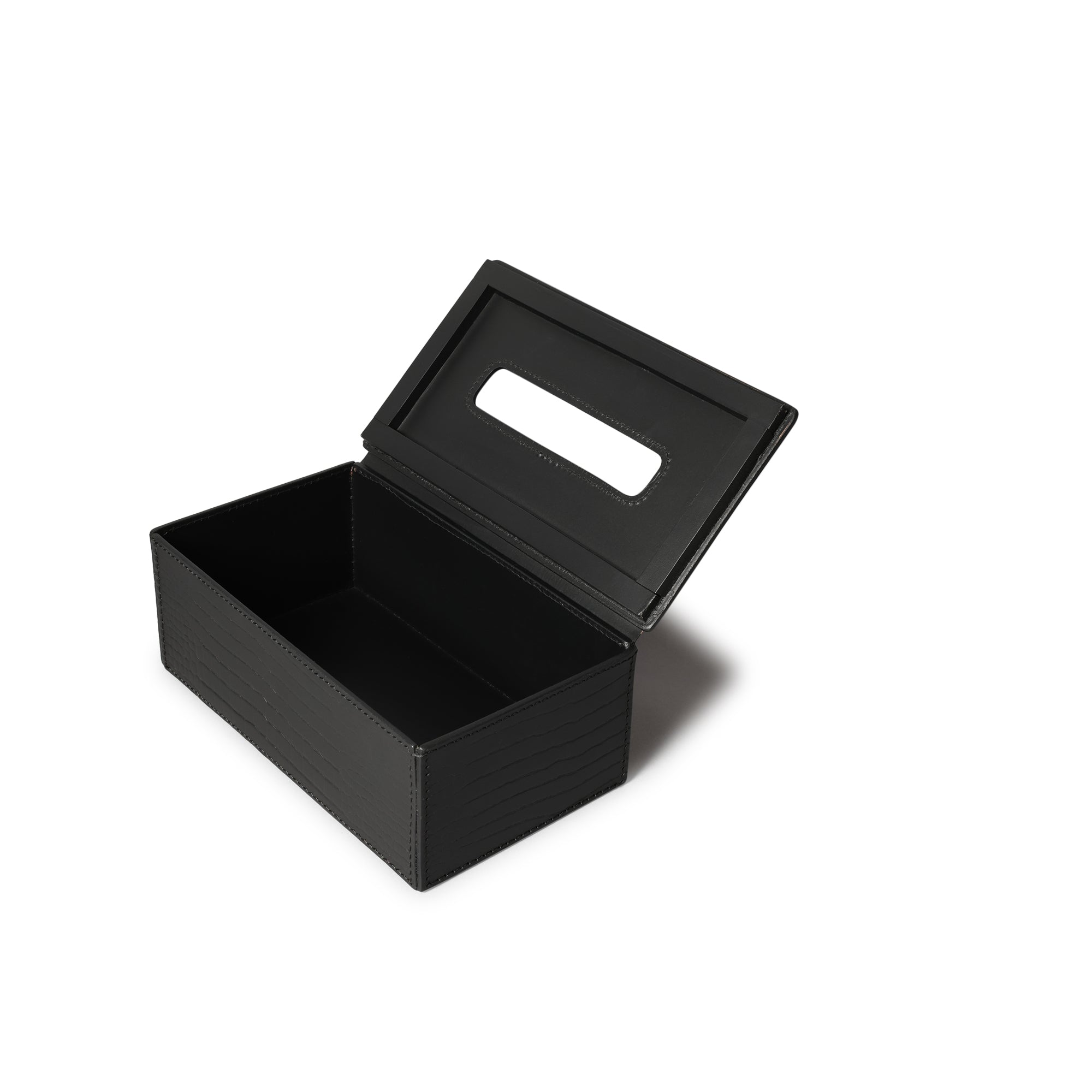 Sterling Croco Tissue Box Holder Black