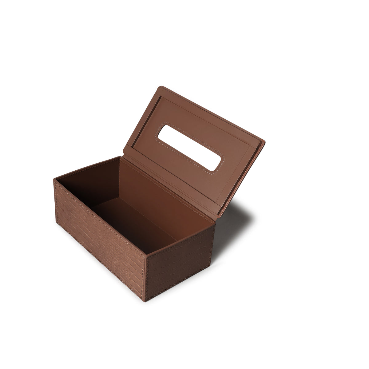 Sterling Croco Tissue Box Holder Antique Brown