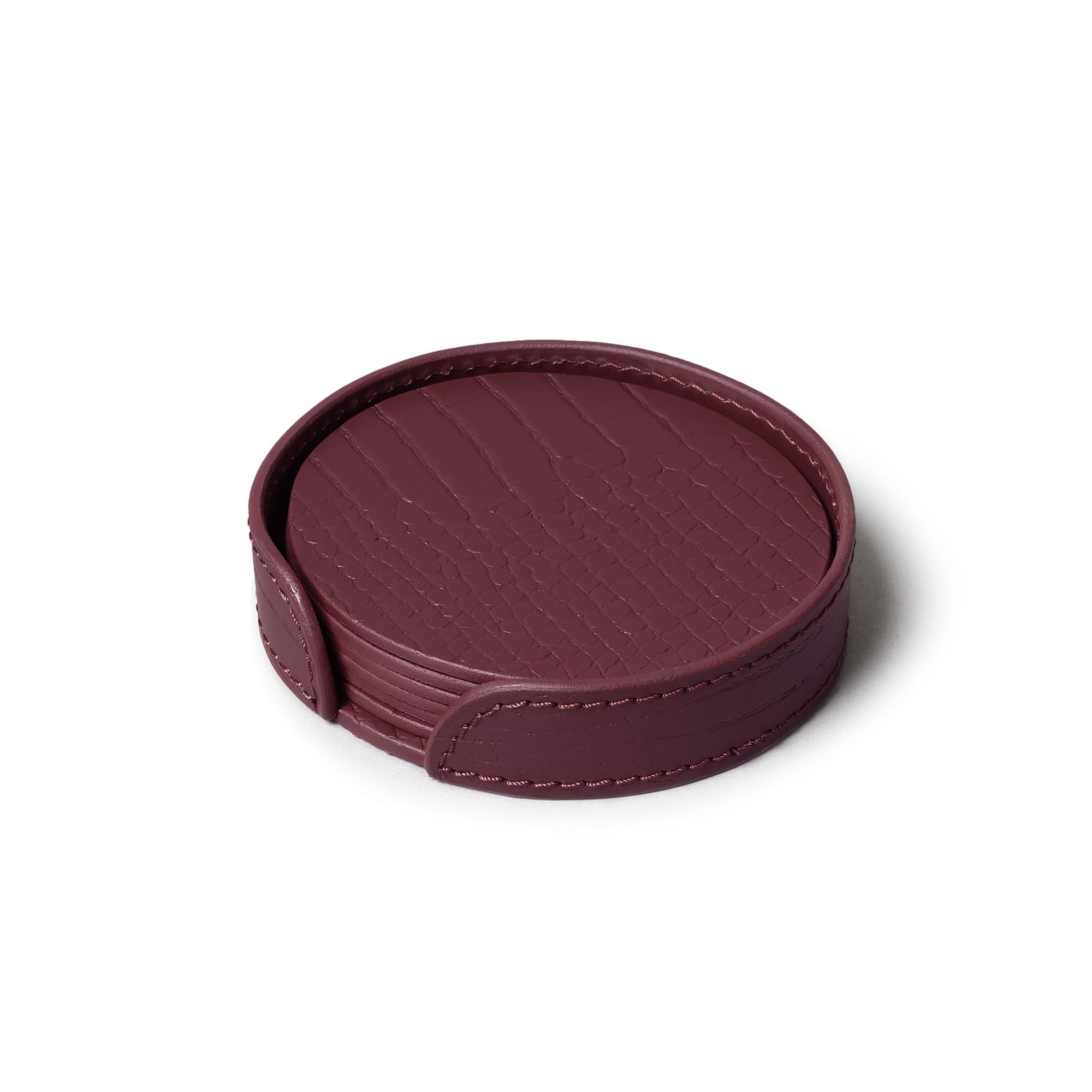 Sterling Croco Coasters Round Bordeaux
