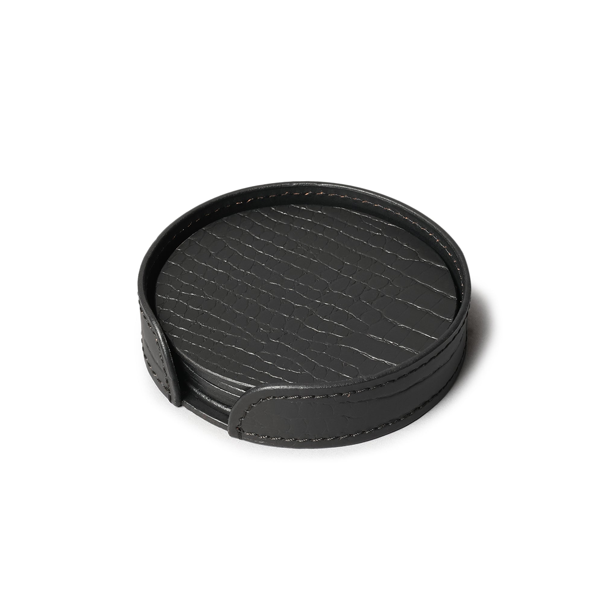 Sterling Croco Coasters Round Black