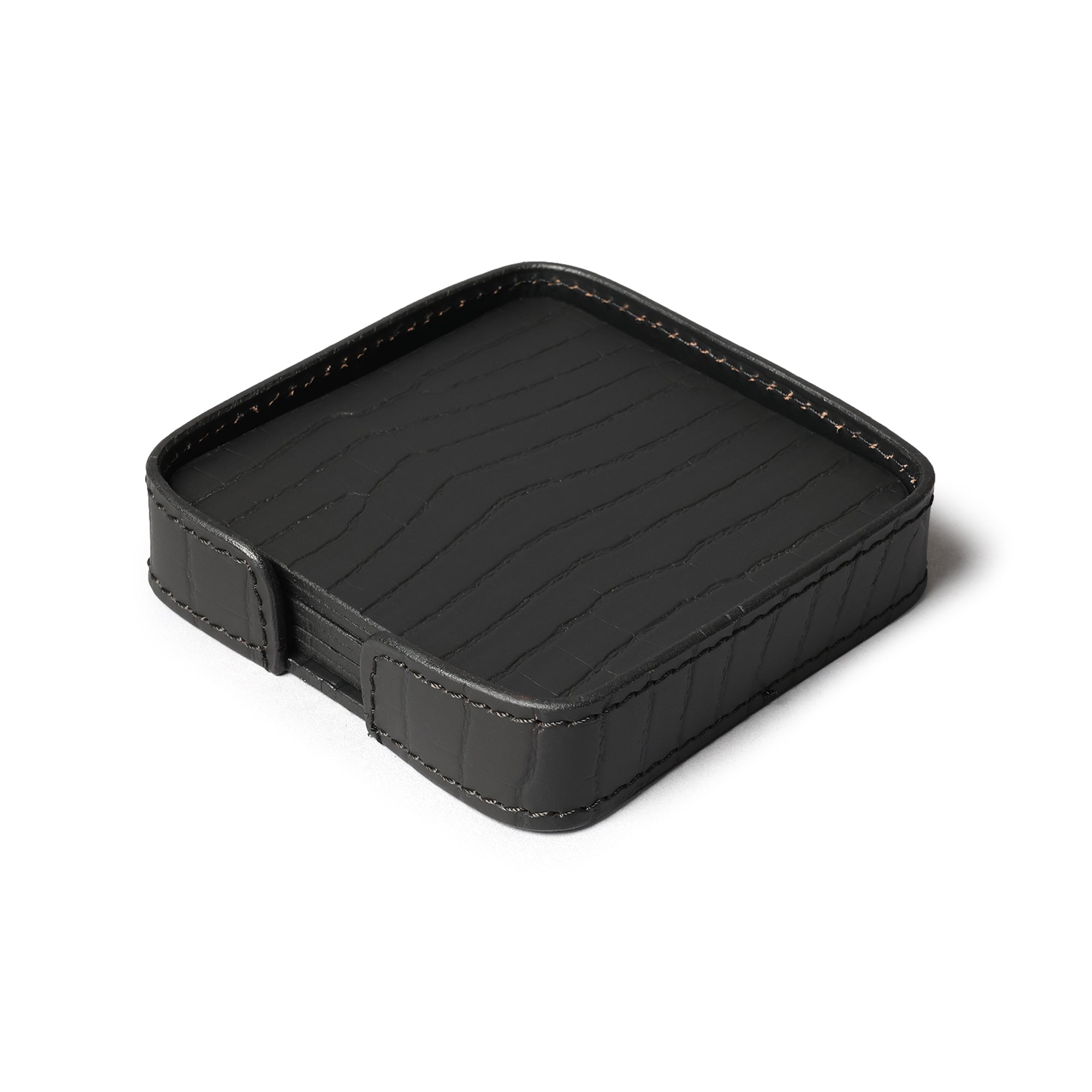 Sterling Croco Coasters Square Black