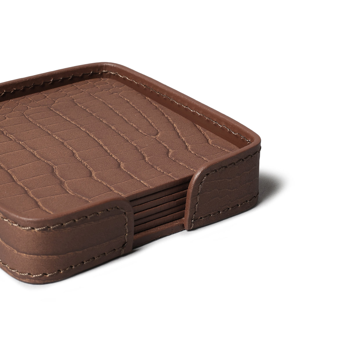 Sterling Croco Coasters Square Antique Brown