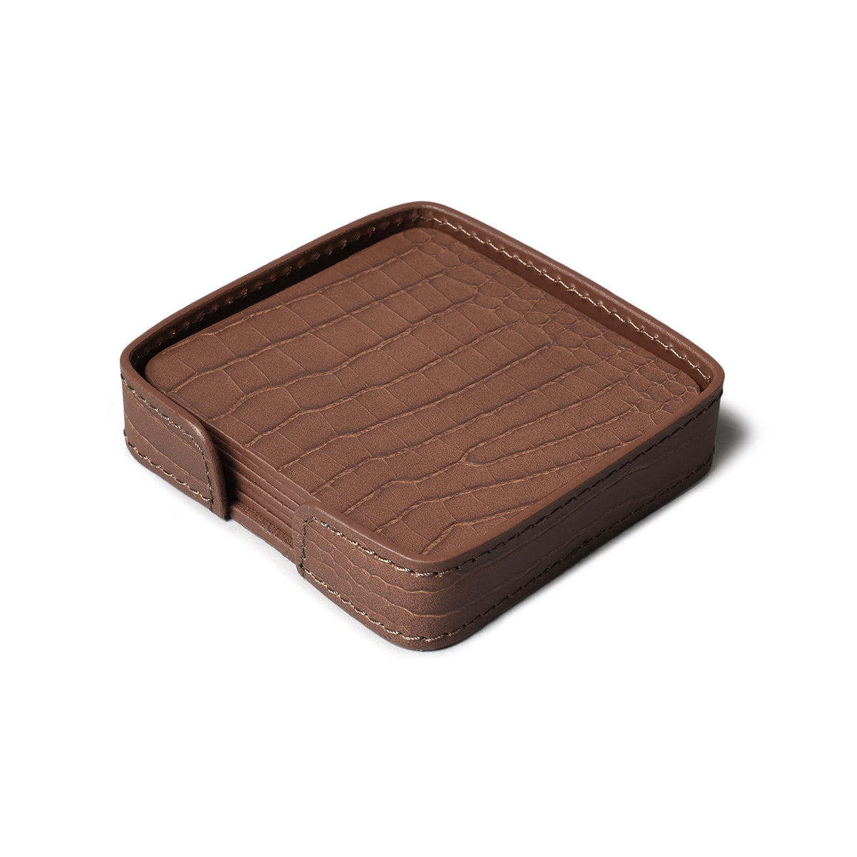 Sterling Croco Coasters Square Antique Brown