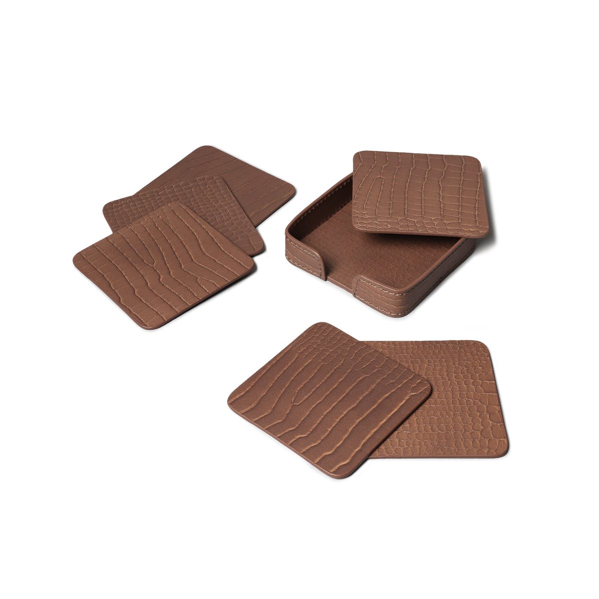 Sterling Croco Coasters Square Antique Brown
