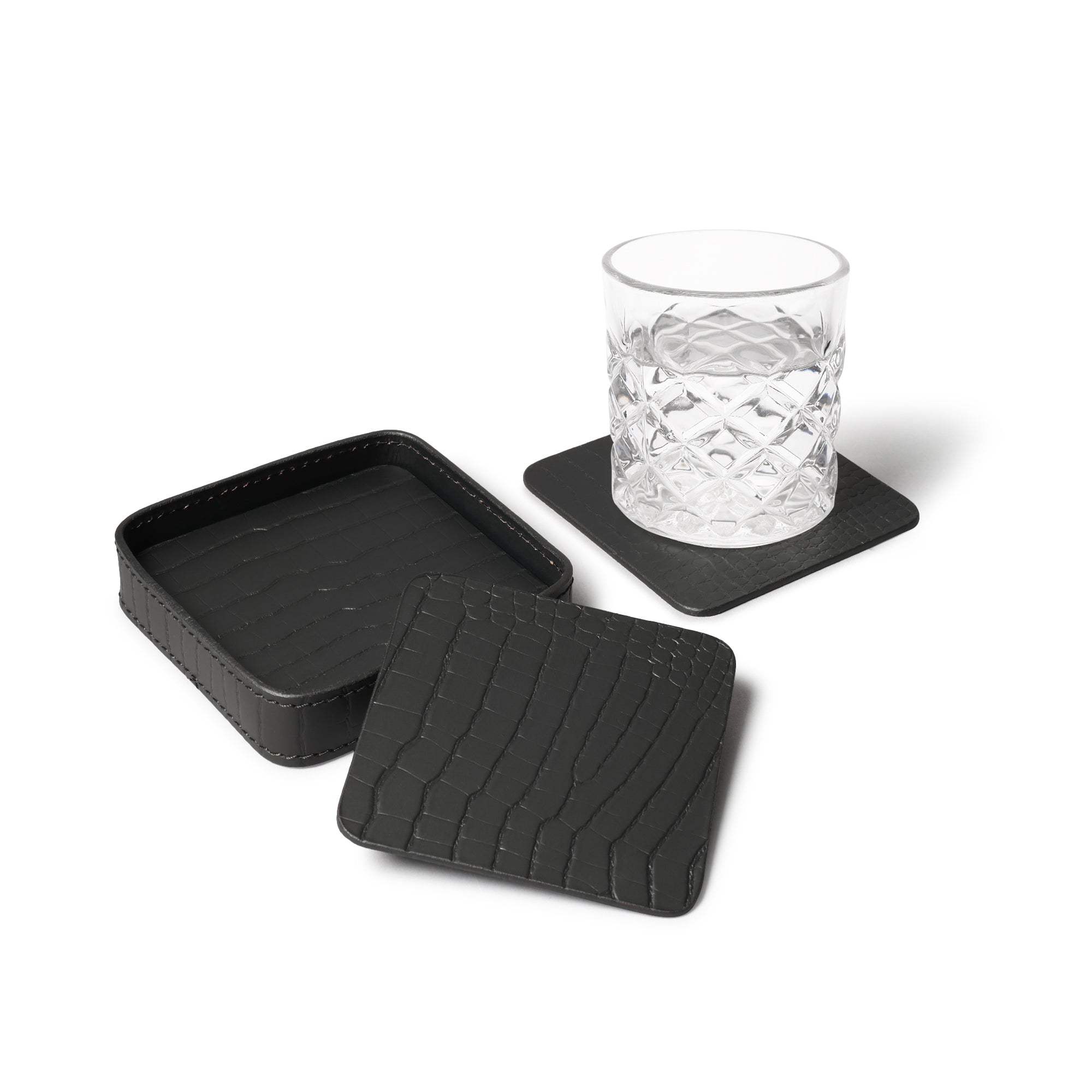 Sterling Croco Coasters Square Black