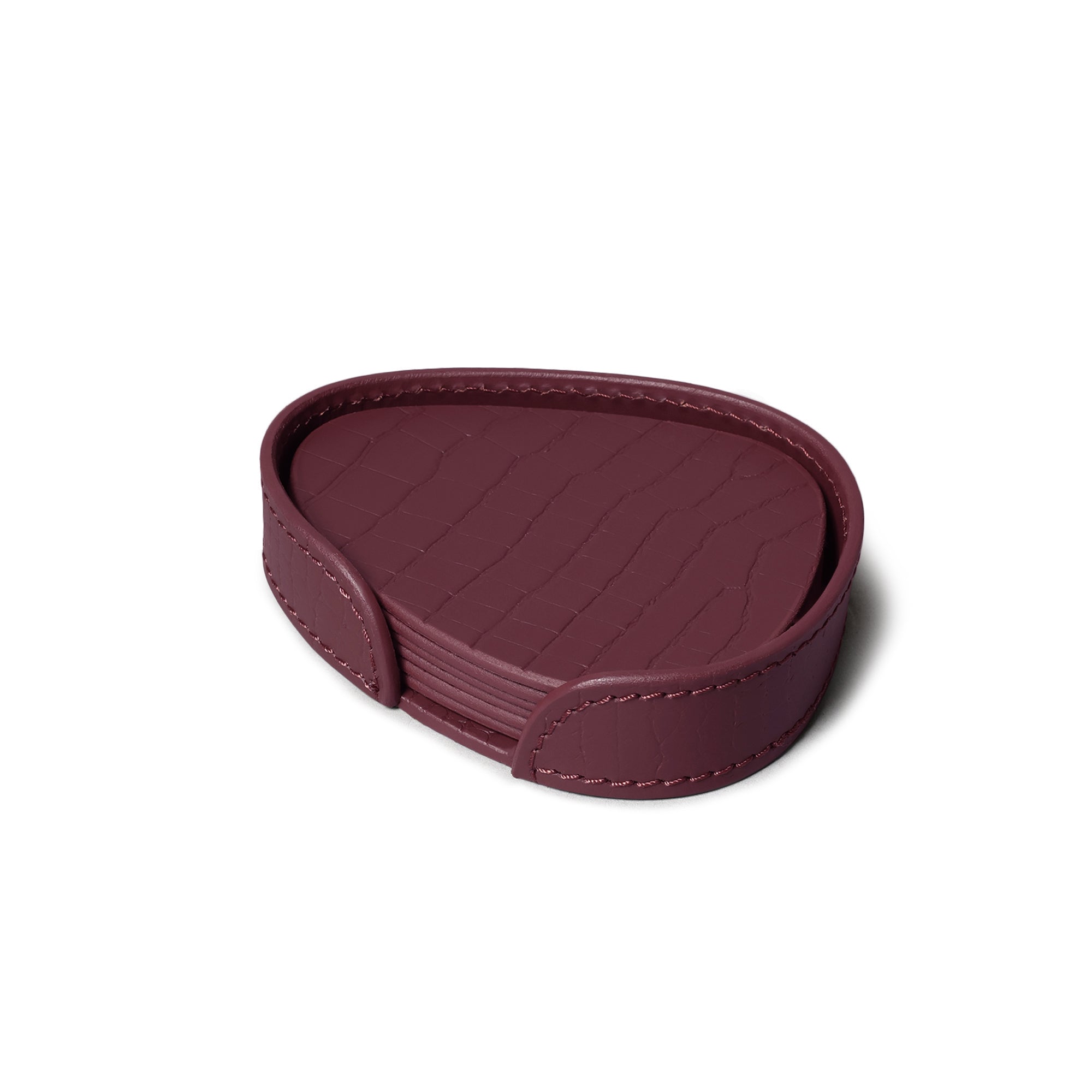 Sterling Croco Coasters Set Abstract Shape Bordeaux