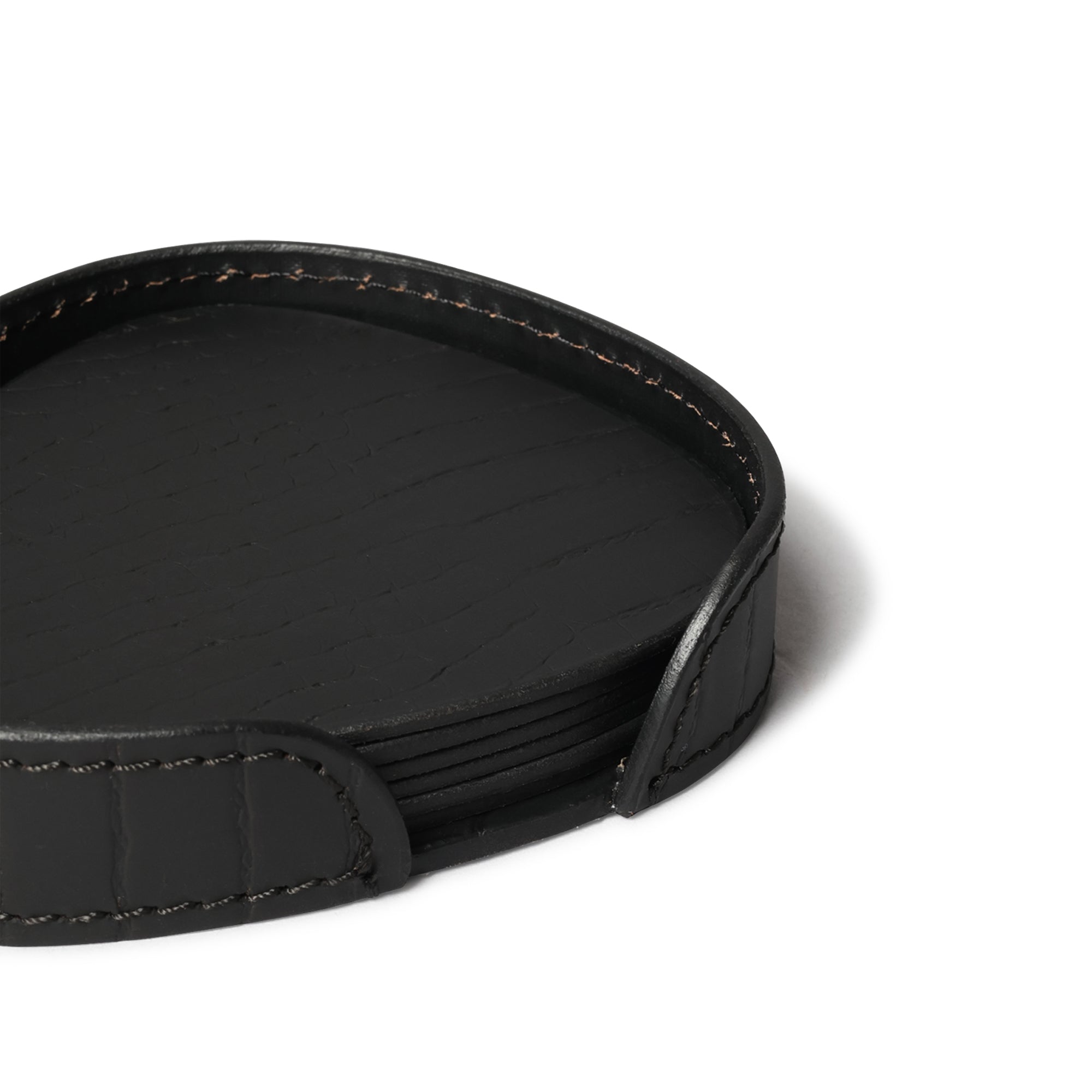 Sterling Croco Coasters Set Abstract Shape Black