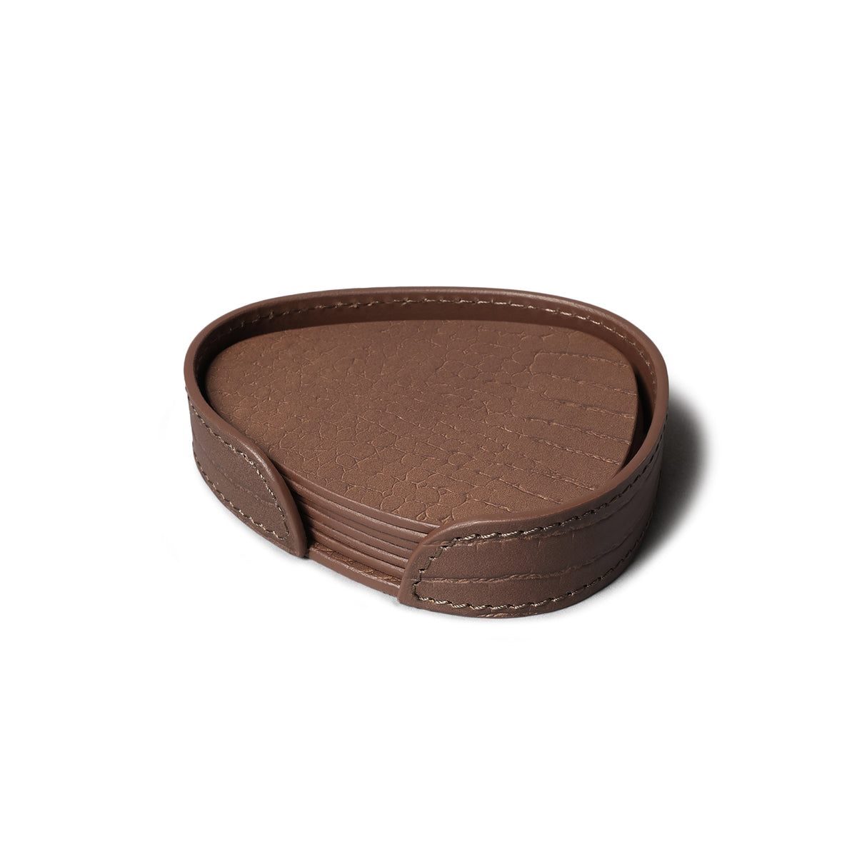 Sterling Croco Coasters Set Abstract Shape Antique Brown