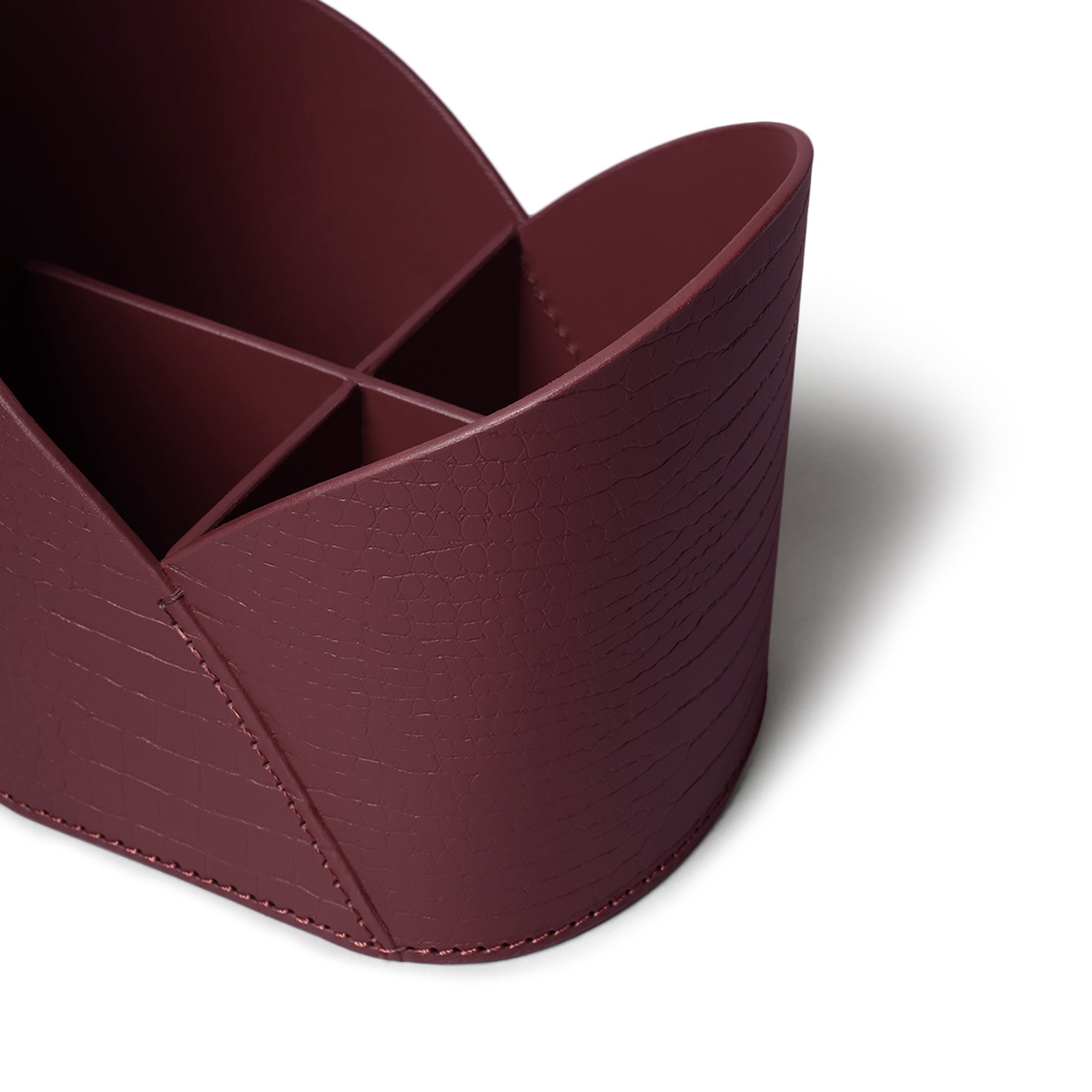 Sterling Croco Multipurpose Desk Caddy Bordeaux