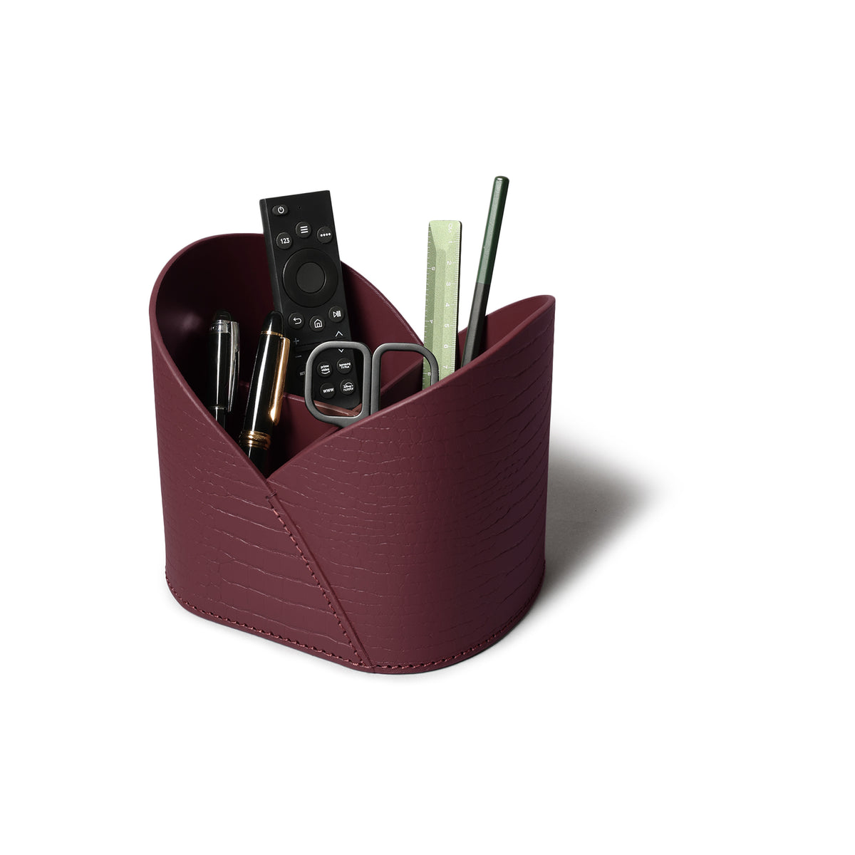 Sterling Croco Multipurpose Desk Caddy Bordeaux