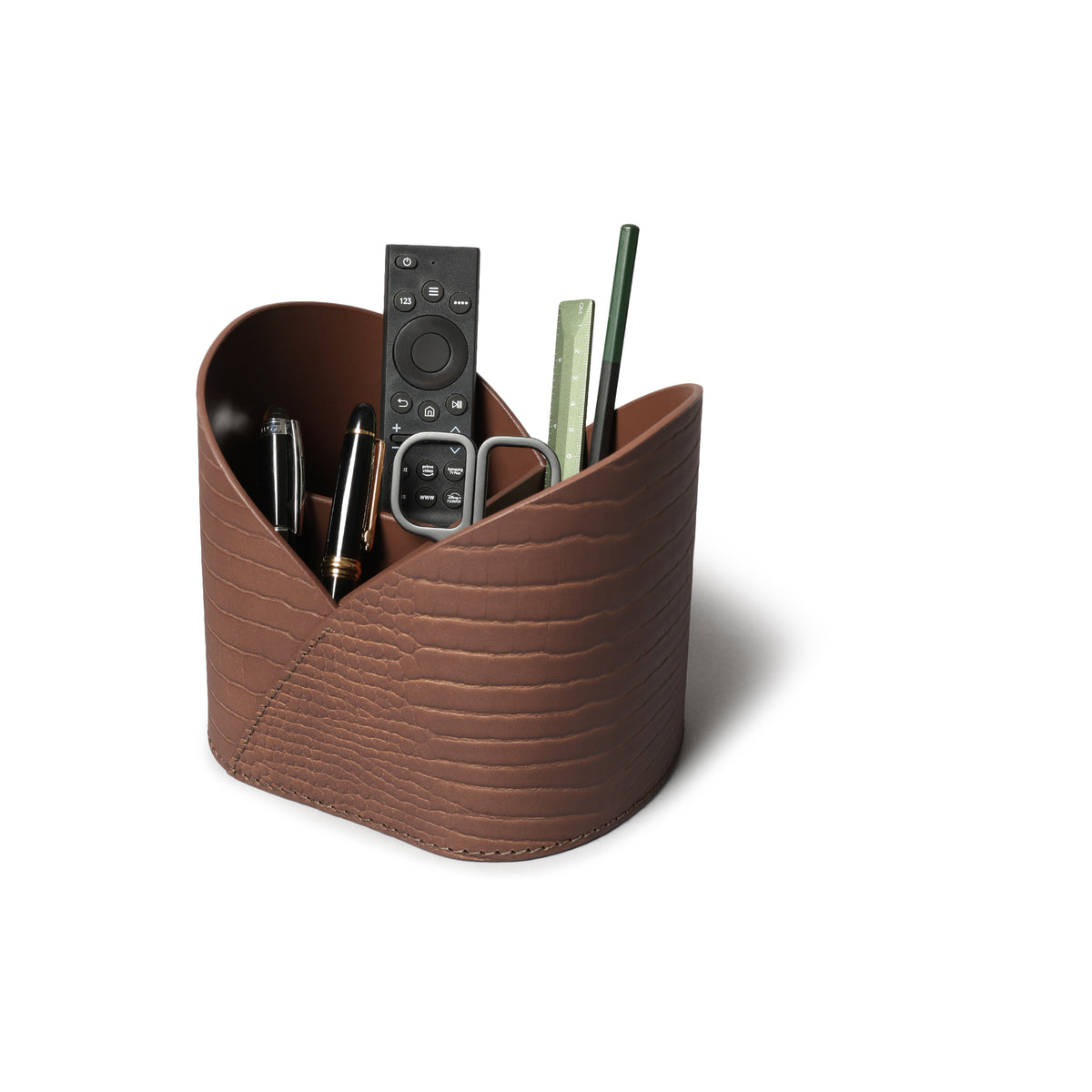 Sterling Croco Multipurpose Desk Caddy Antique Brown
