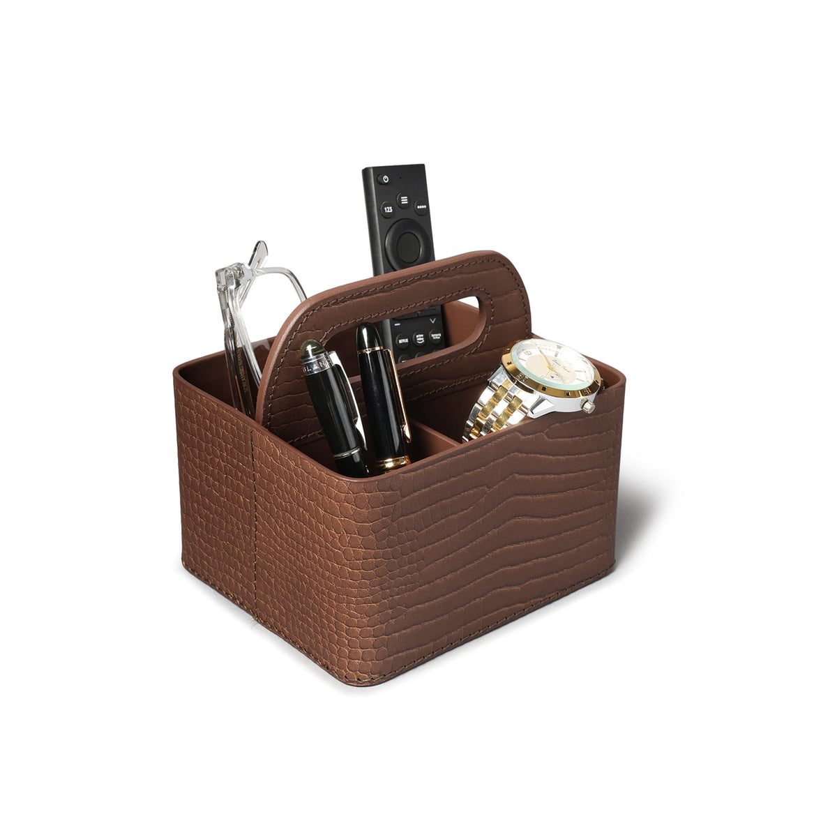 Sterling Croco Carry All Caddy Antique Brown