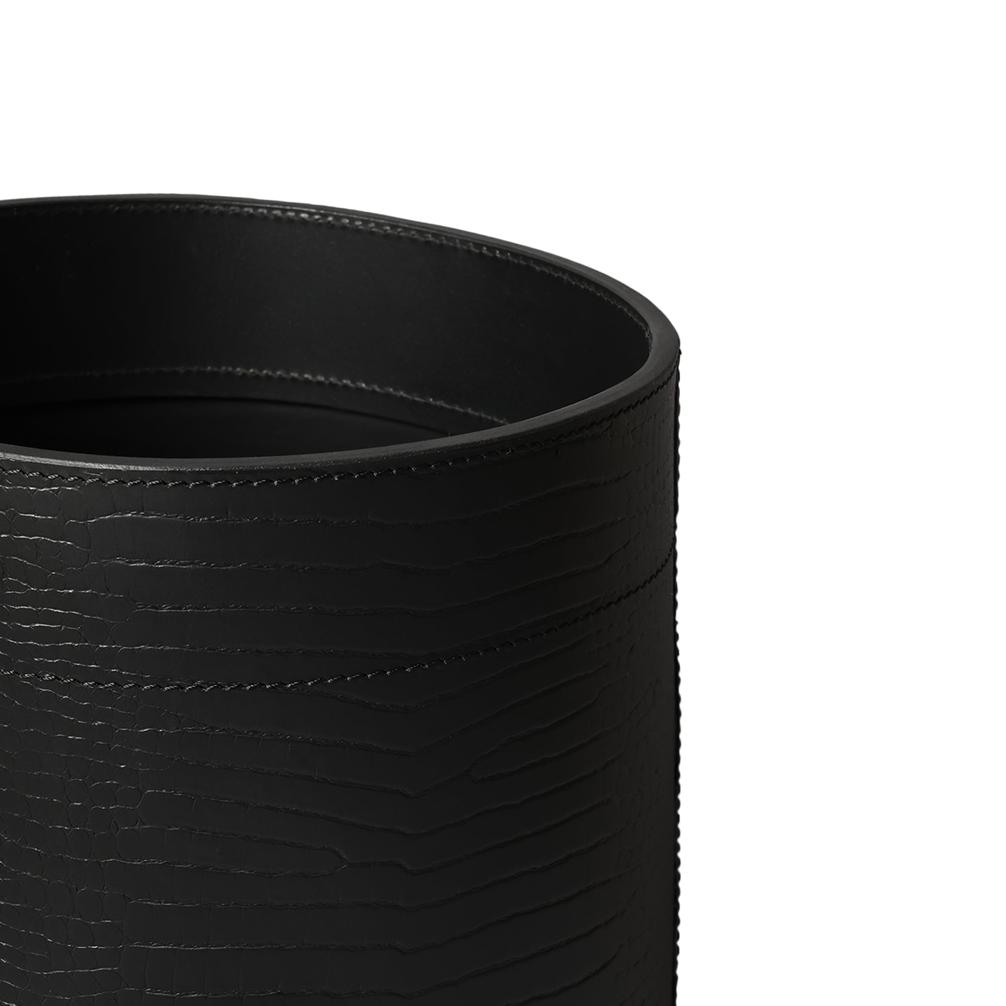 Sterling Croco Wastebin With Metal Inner Black