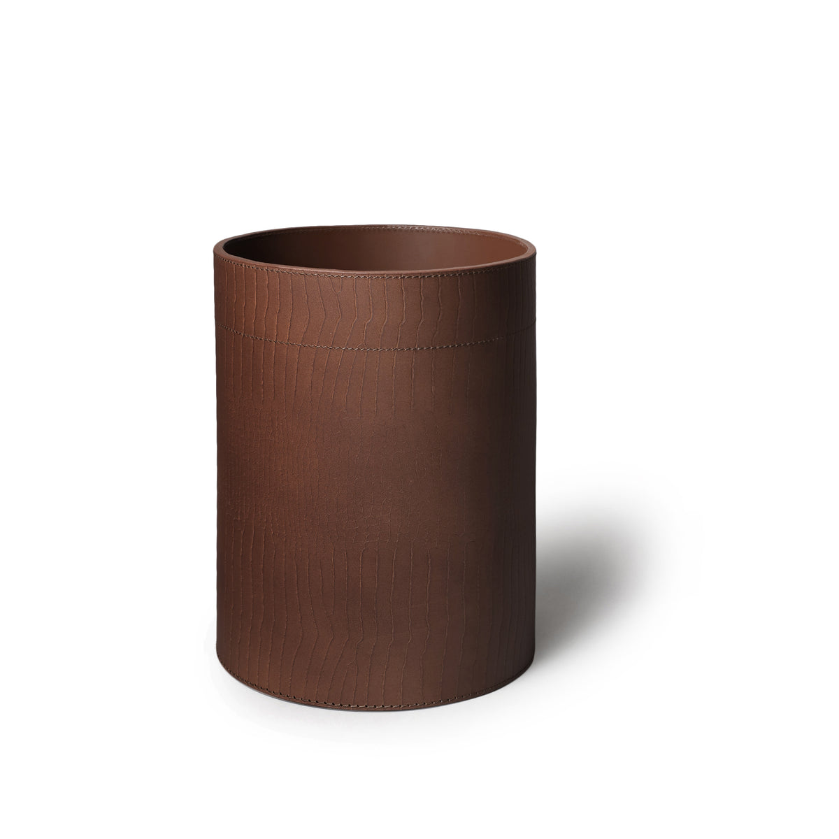 Sterling Croco Wastebin With Metal Inner Antique Brown