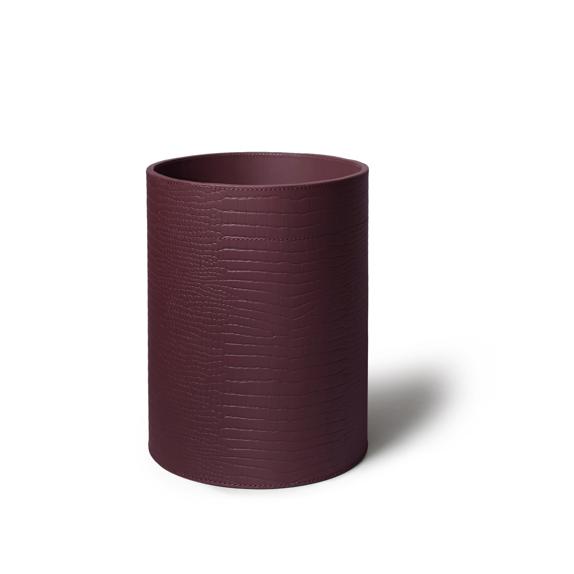 Sterling Croco Wastebin With Metal Inner Bordeaux