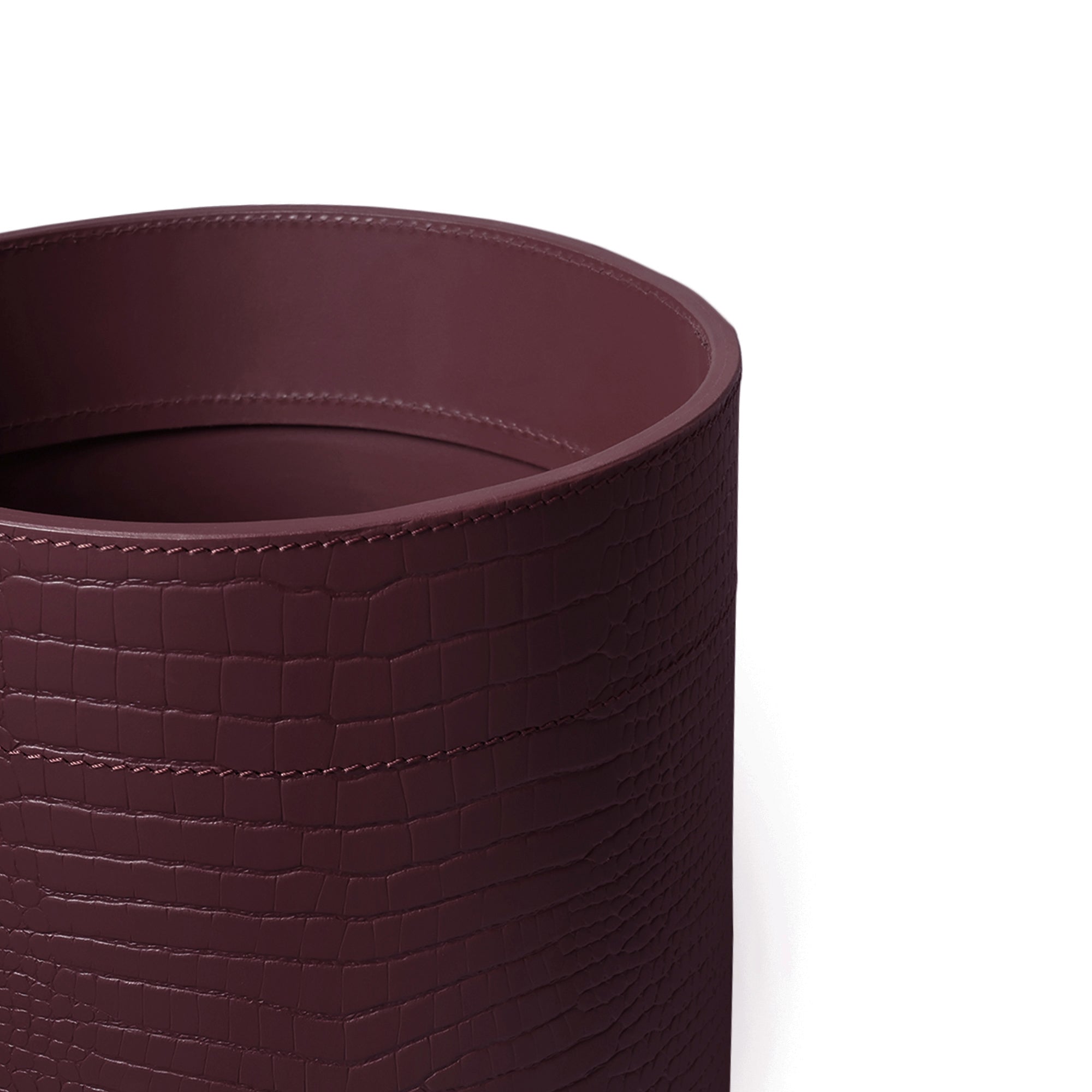 Sterling Croco Wastebin With Metal Inner Bordeaux