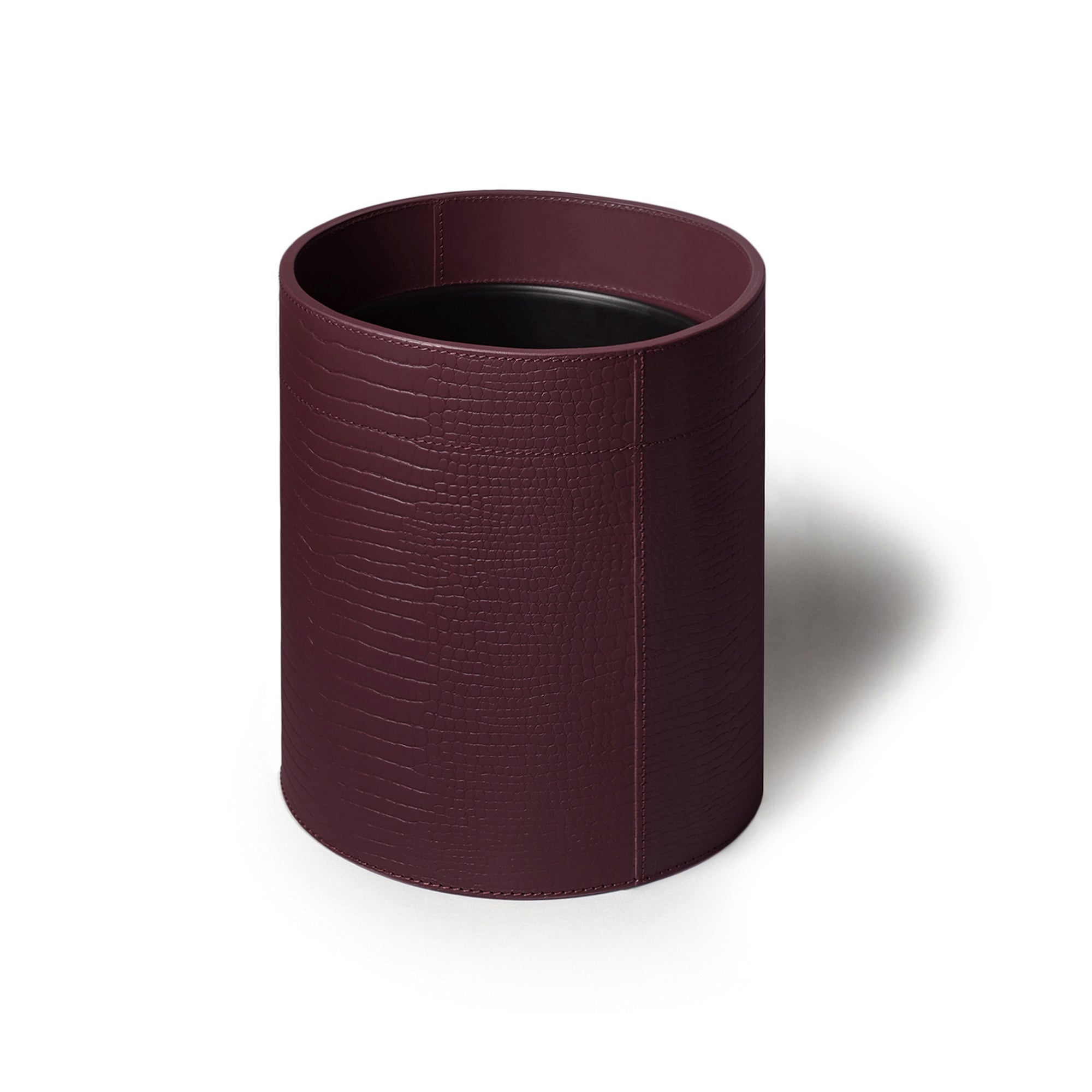 Sterling Croco Wastebin With Metal Inner Bordeaux