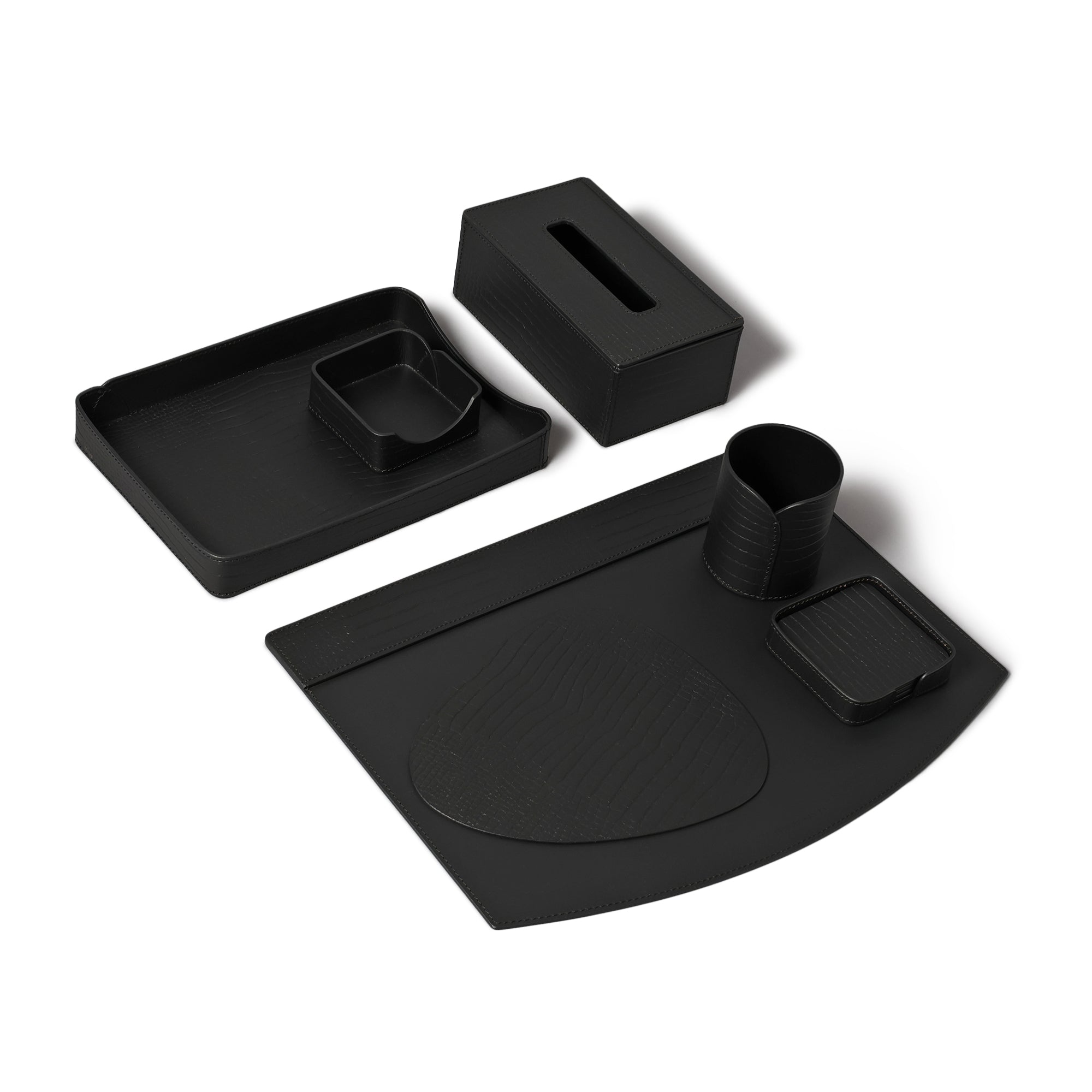 Sterling Croco Desktop Set Black