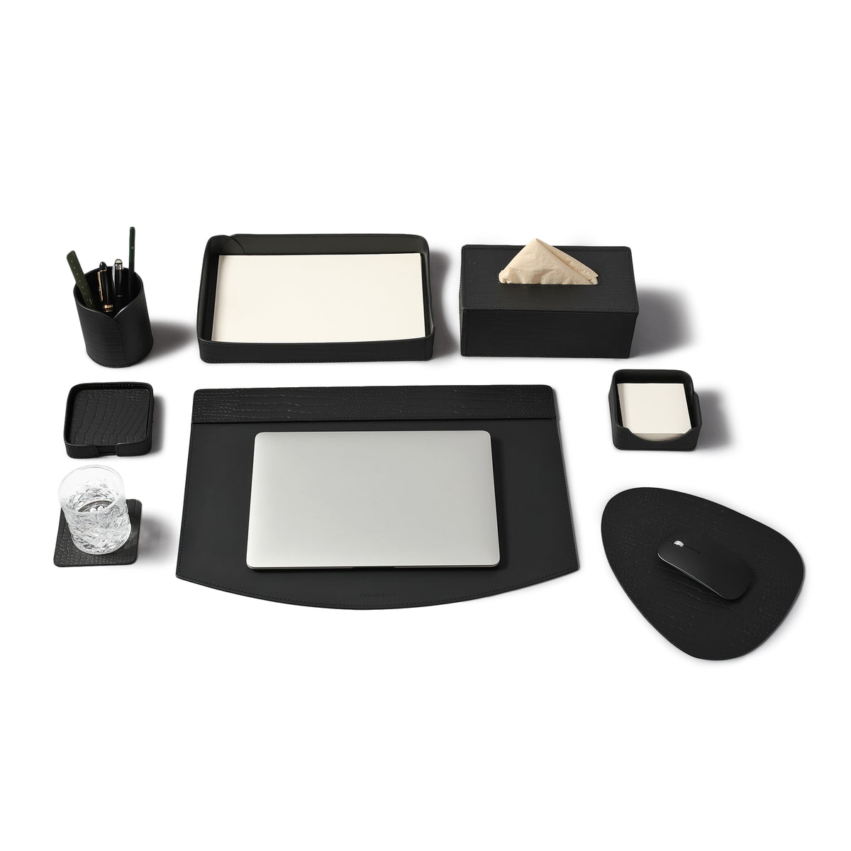 Sterling Croco Desktop Set Black