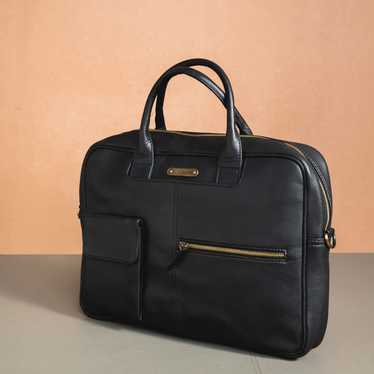 Classic Leather Laptop Bag Black