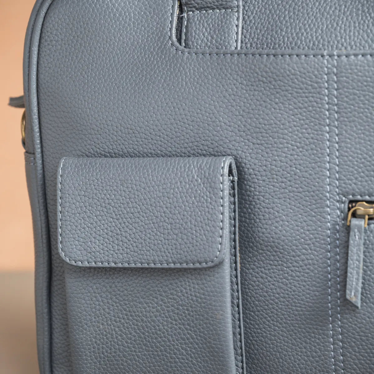 Classic Leather Laptop Bag Grey