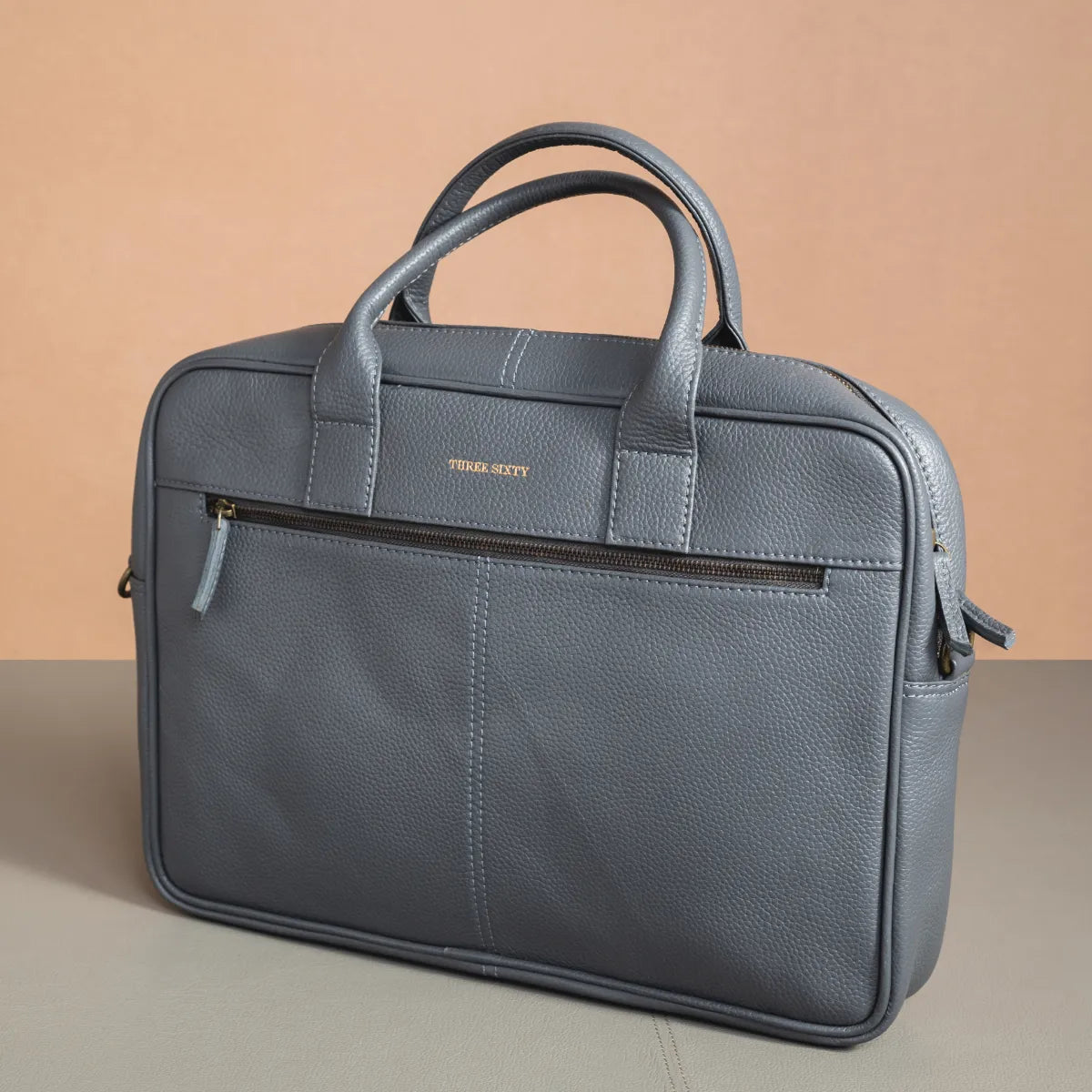 Classic Leather Laptop Bag Grey