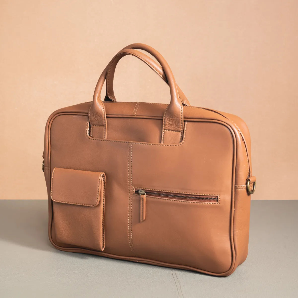 Classic Leather Laptop Bag Tan