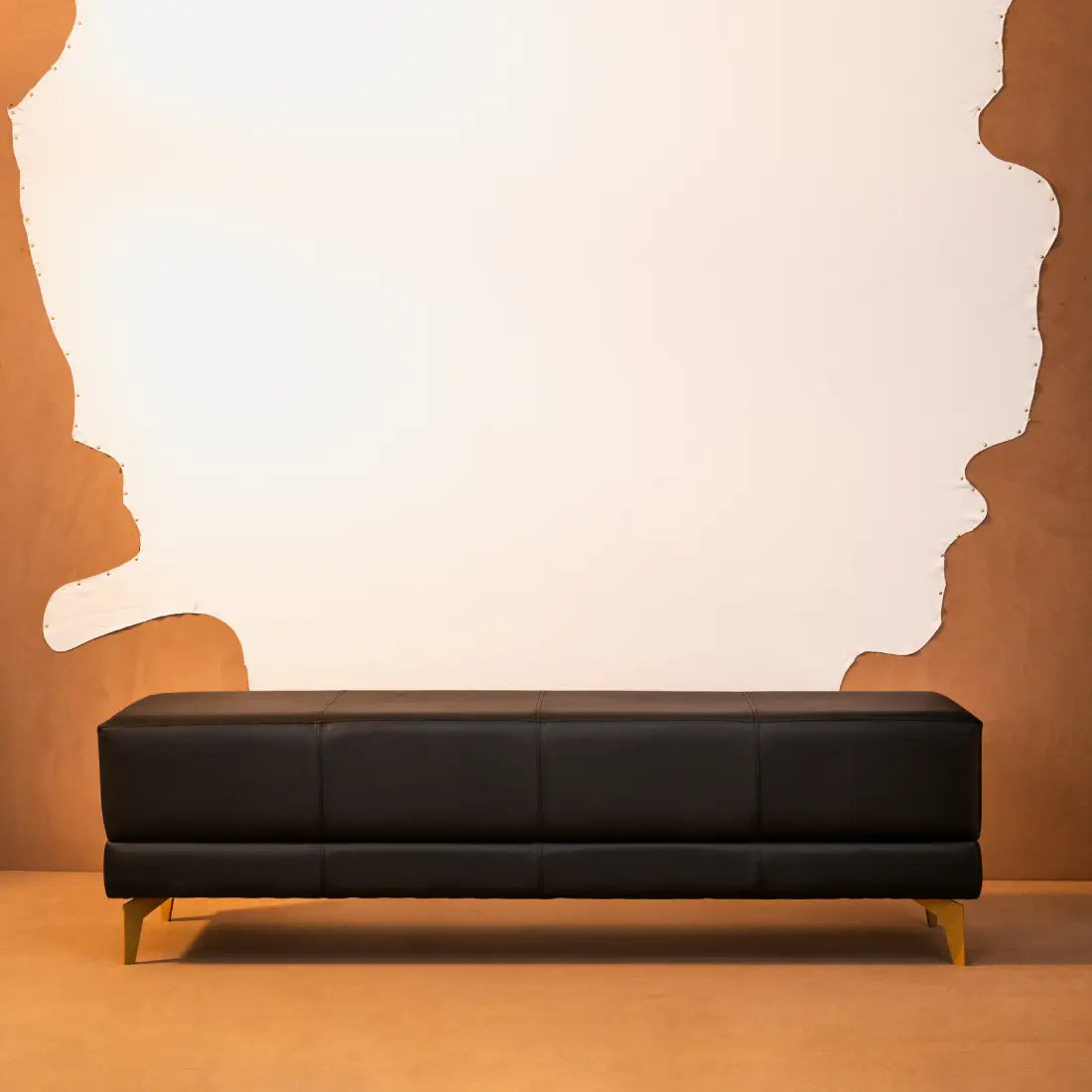 Leather Bench In Black Colour