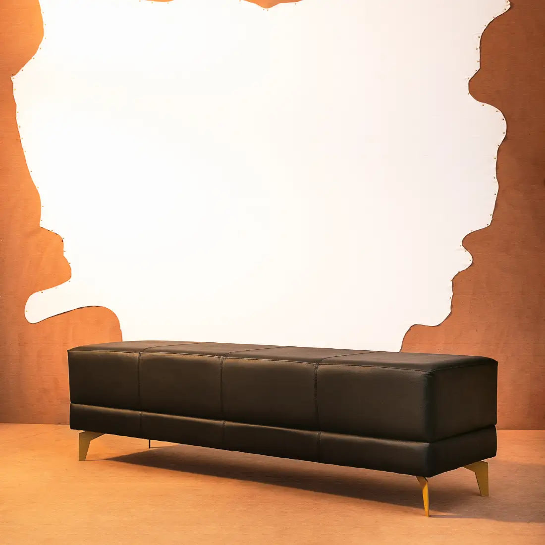 Leather Bench In Black Colour