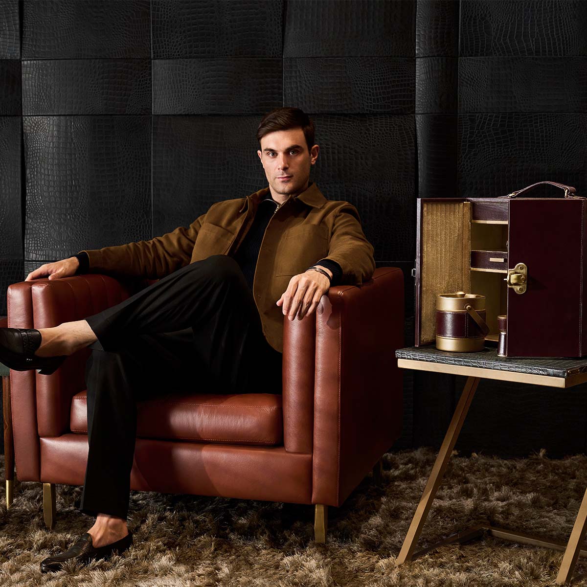 Linea Single Seater Sofa Cognac - Three Sixty Life