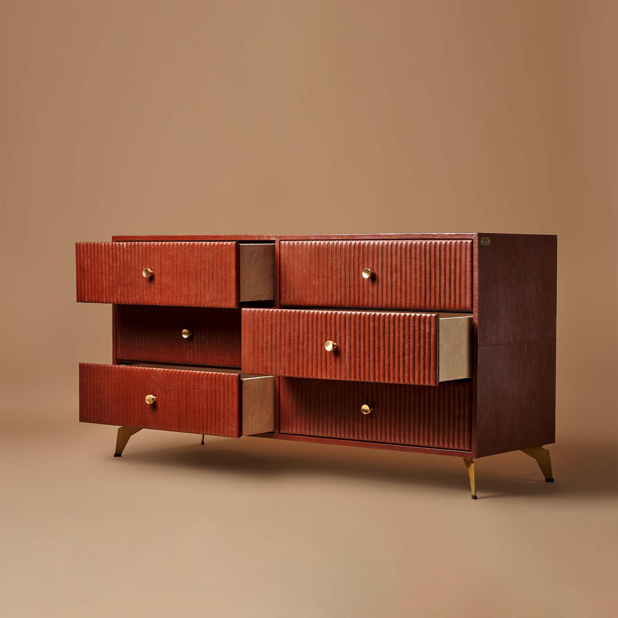 Linear Chest of Drawers Cognac