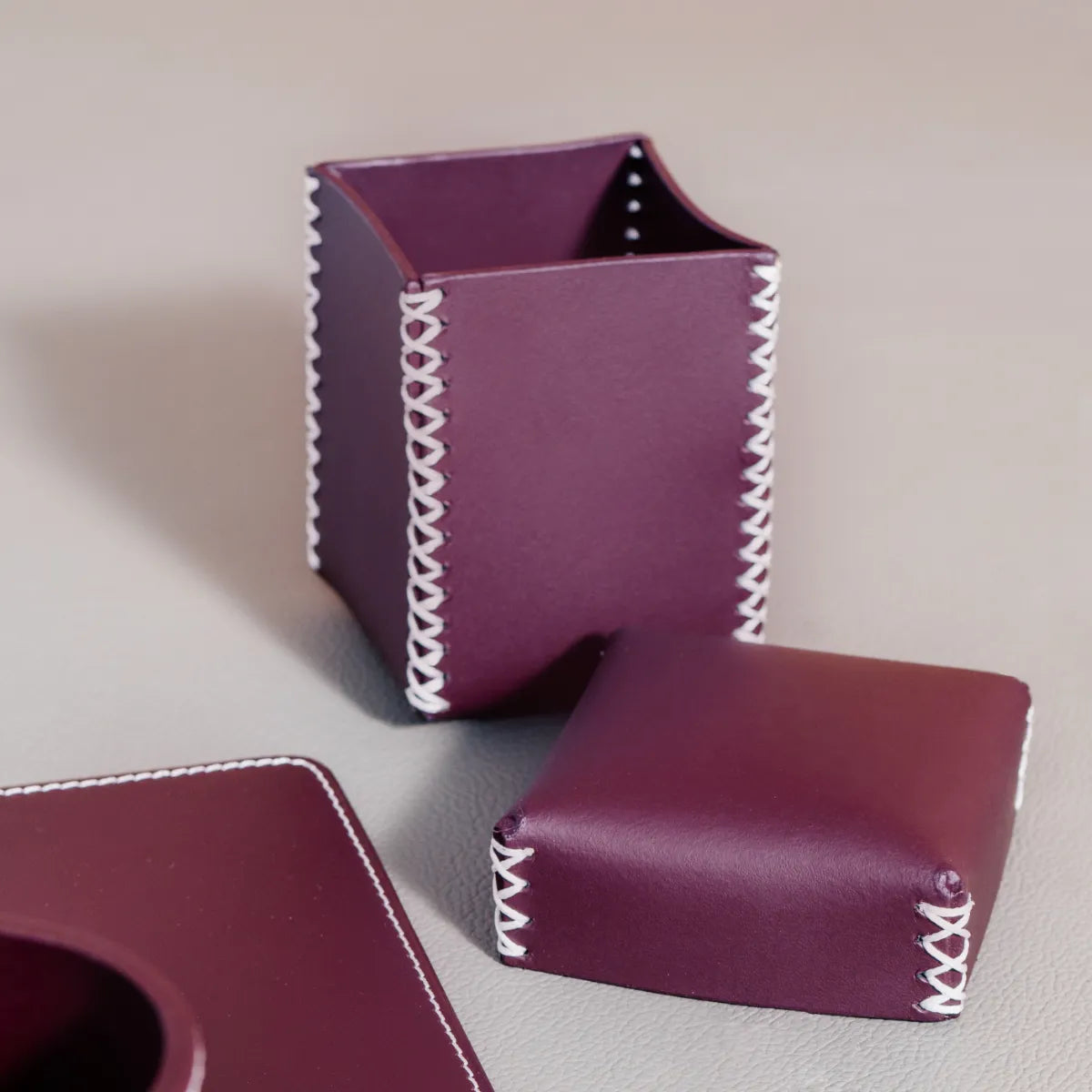 Mousepad, Pen holder and Storage Box Combo Bordeaux