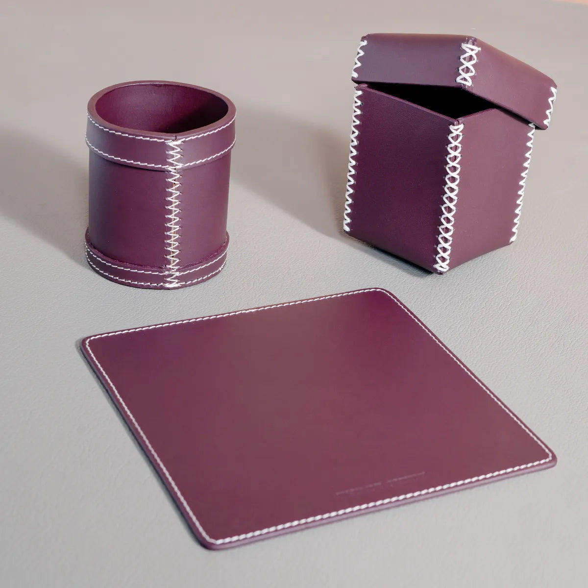 Mousepad, Pen holder and Storage Box Combo Bordeaux