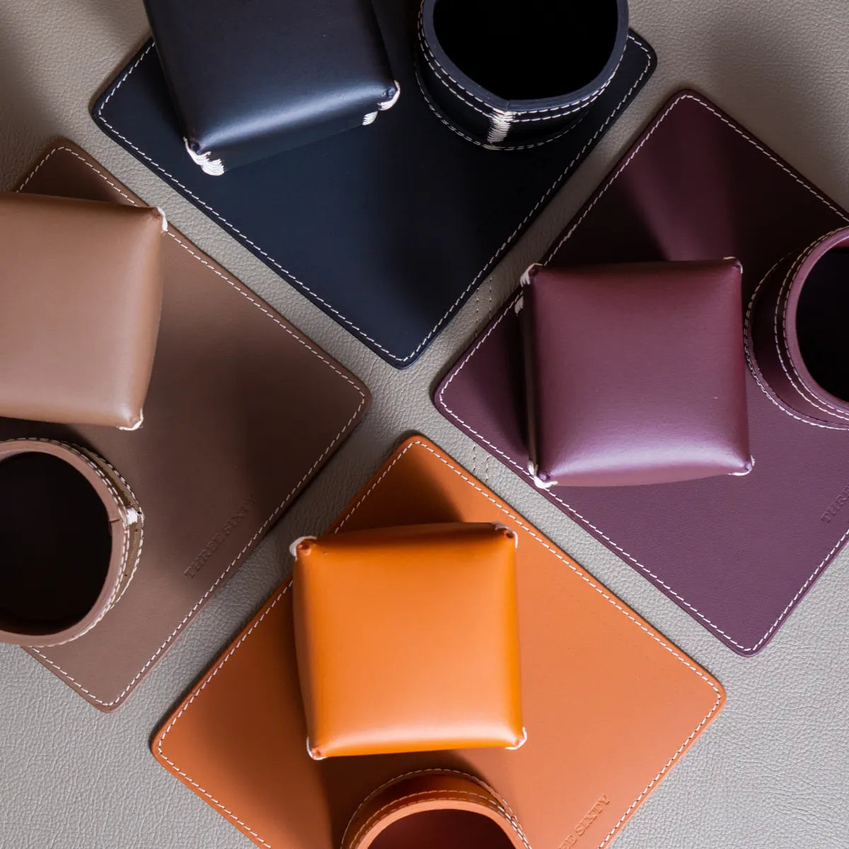 Modella Mousepad, Storage Box And Pen Holder Cognac