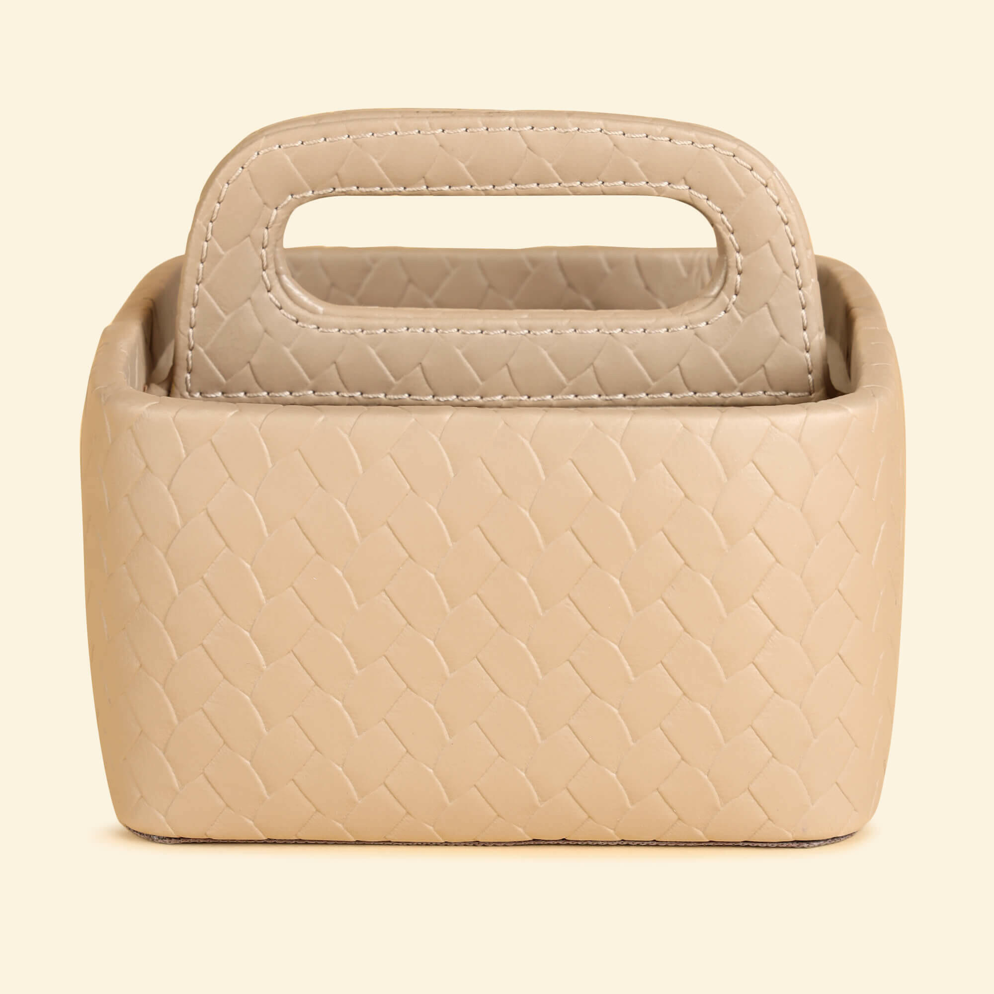 Entwine Multipurpose Caddy Beige | Faux Leather Desk Organizers