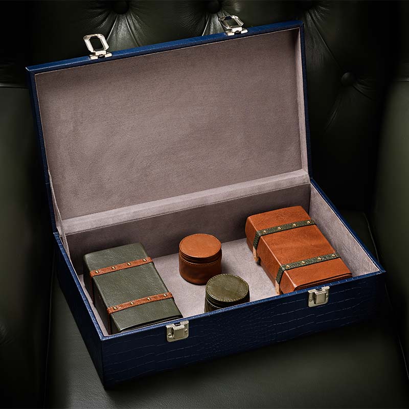 Multipurpose Storage Box Faux Leather Blue