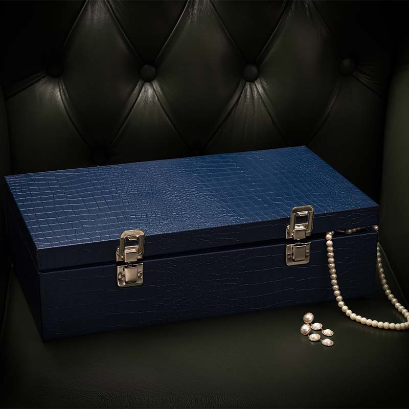 Multipurpose Storage Box Faux Leather Blue