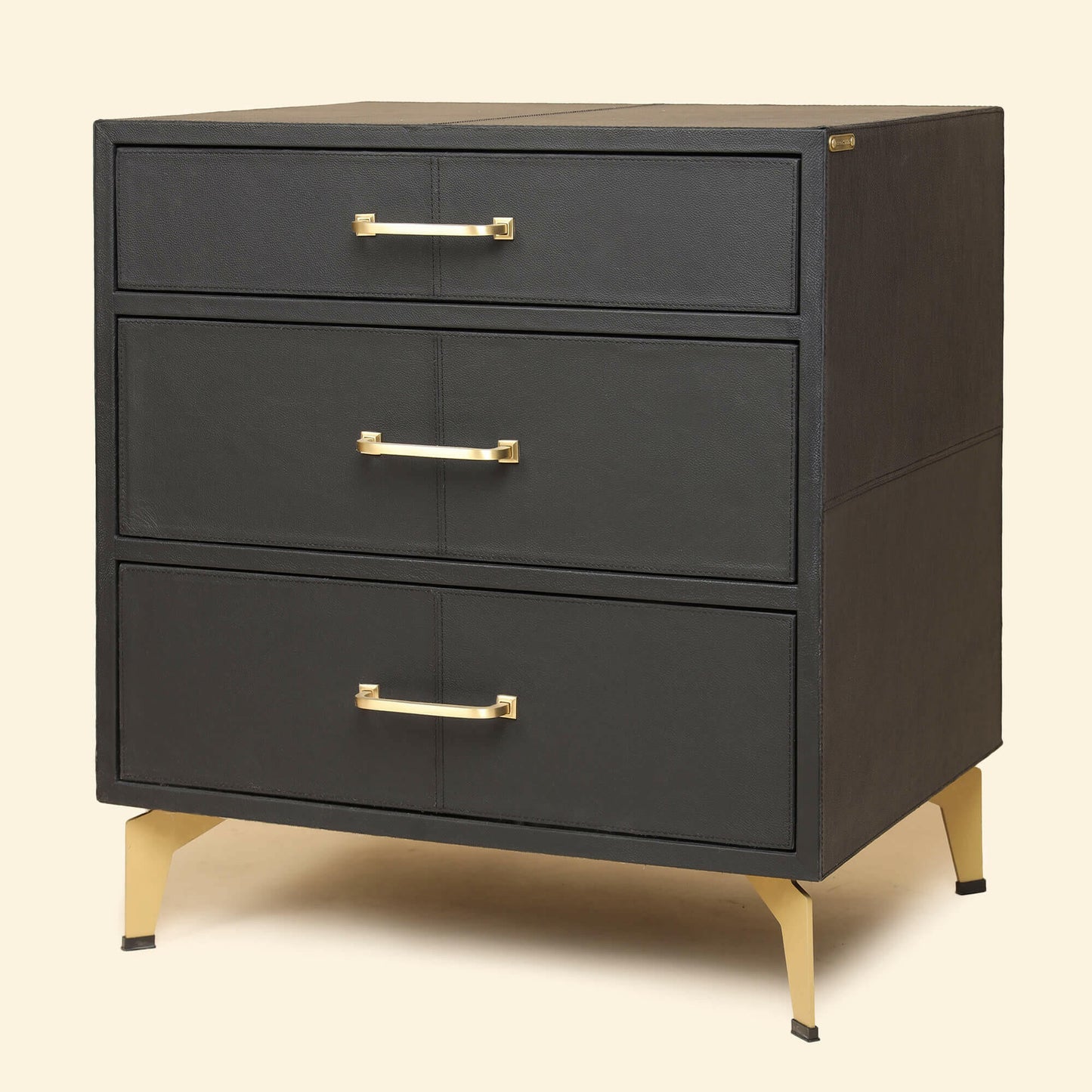 Nightstand with Three Drawers Black