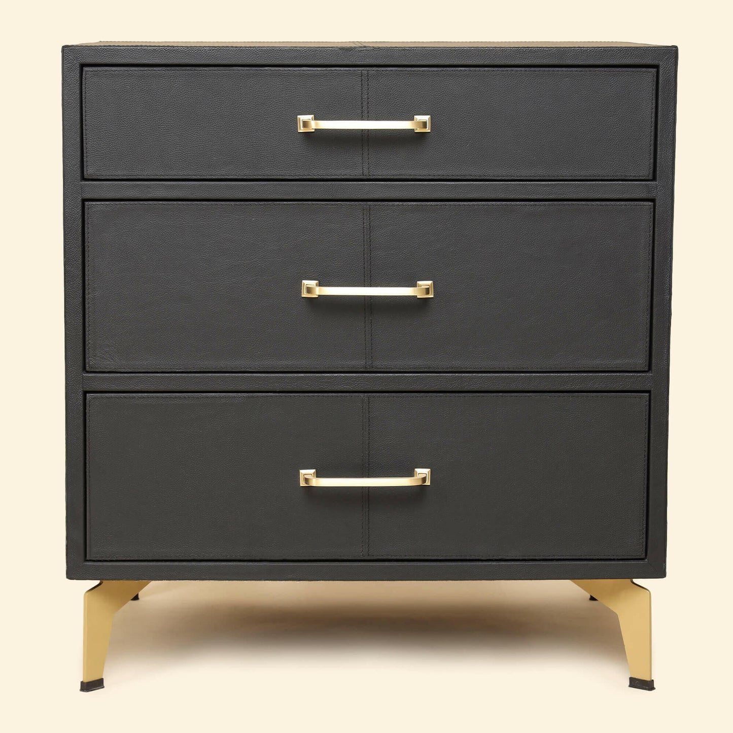 Nightstand with Three Drawers Black