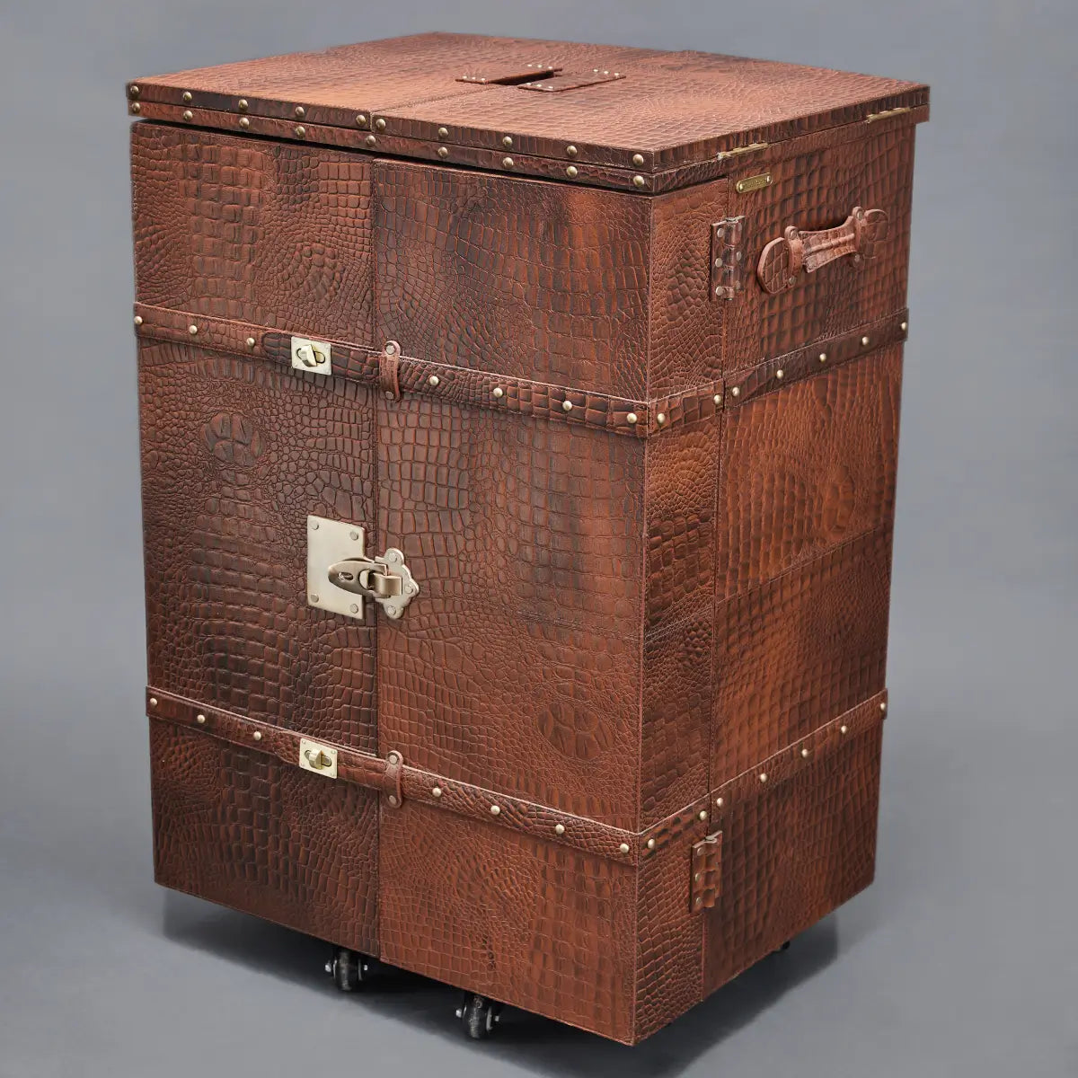 Panama Croco Medium Flap Open Bar Tan