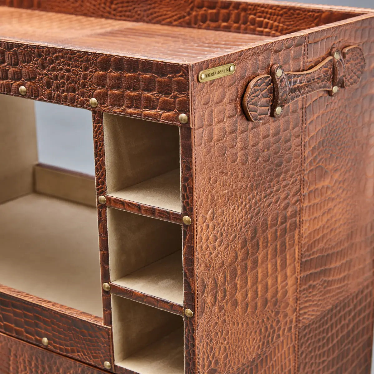 Panama Croco Medium Flap Open Bar Tan