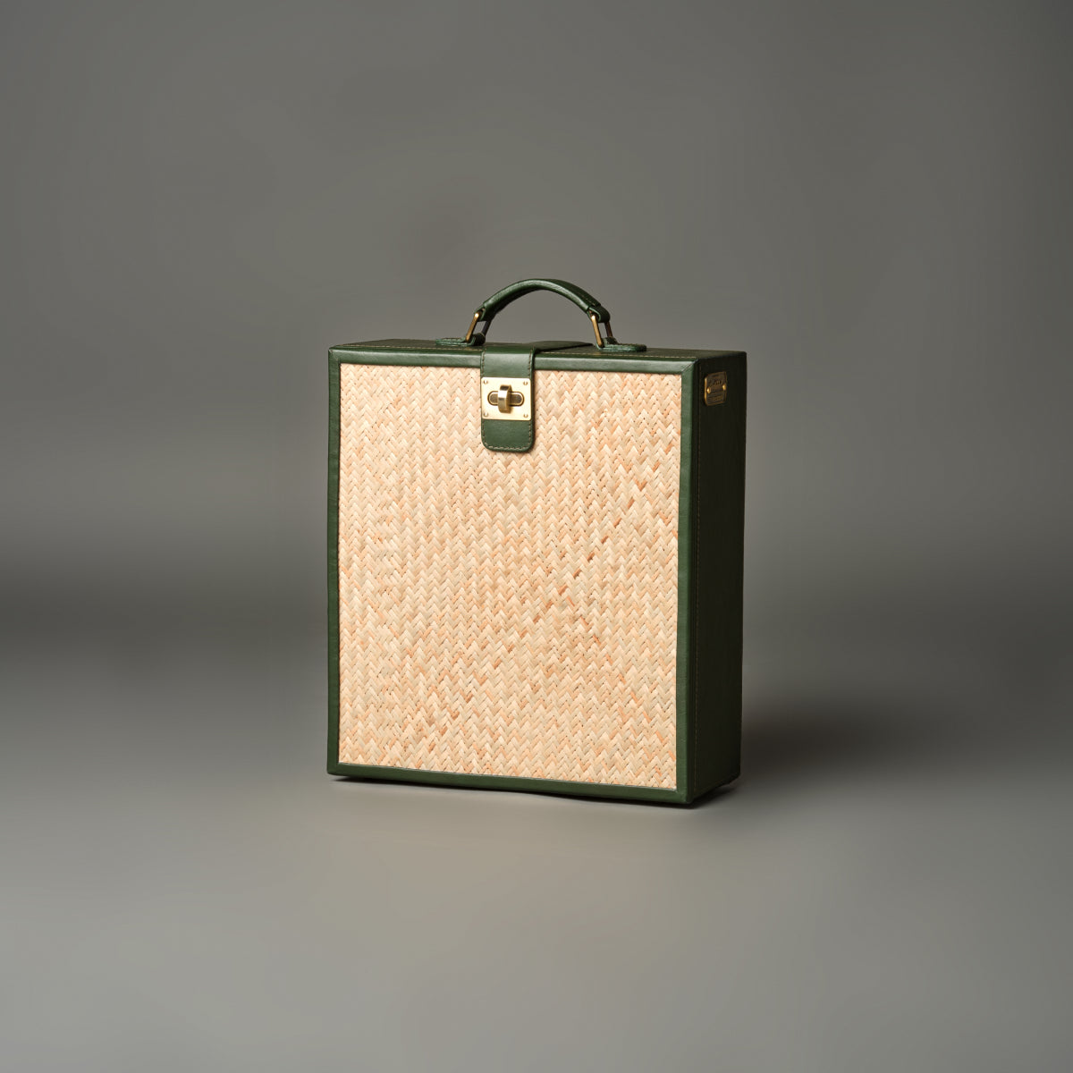 Portable Bar in Cane & Leather Green