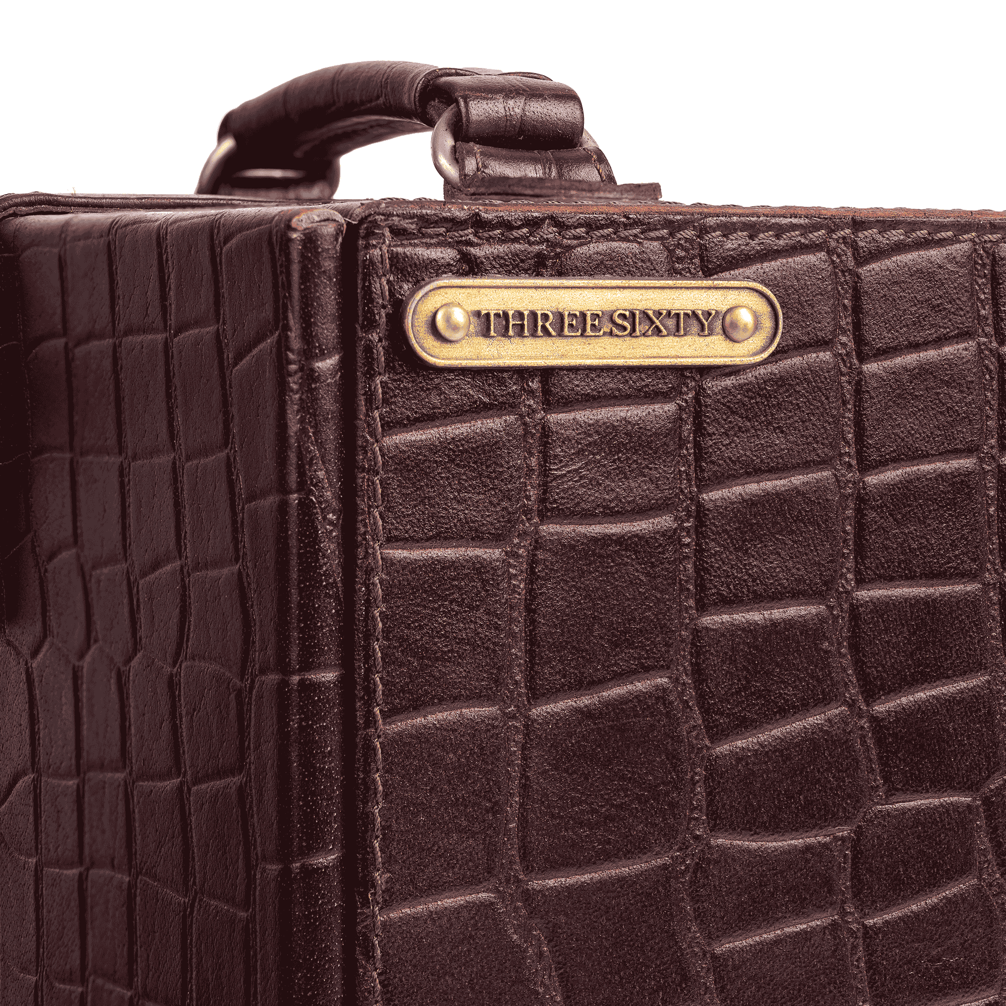 Portable Briefcase Bar Croco Leather Burgundy