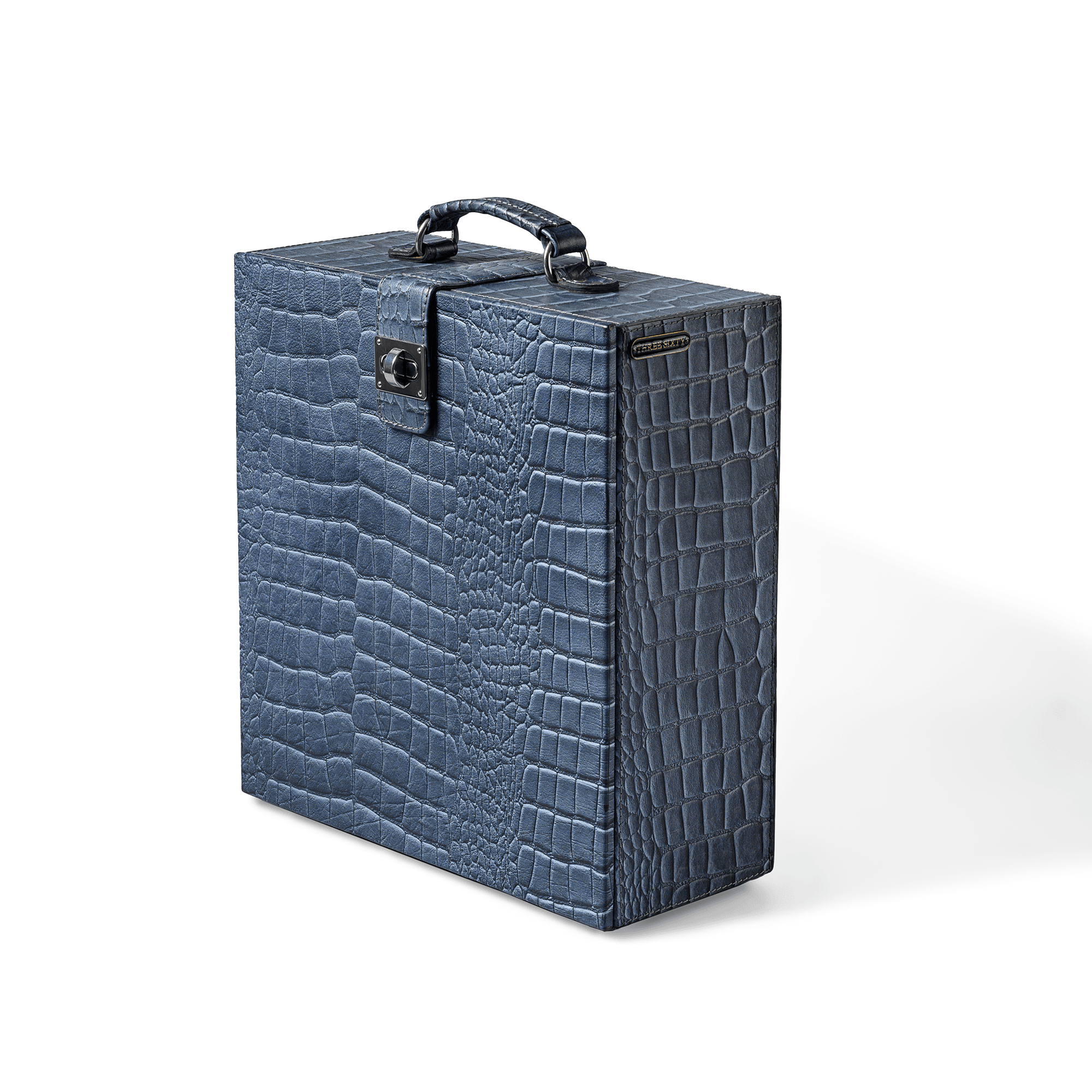 Portable Briefcase Bar Croco Leather Grey