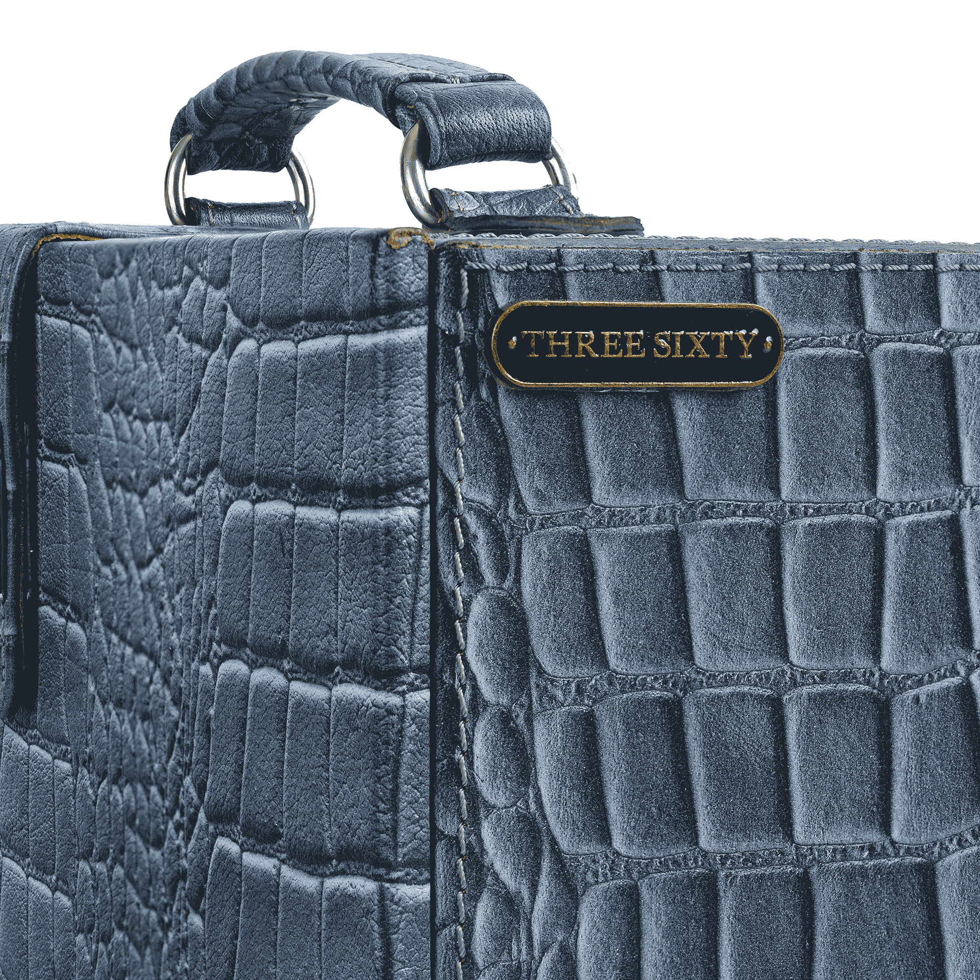 Portable Briefcase Bar Croco Leather Grey